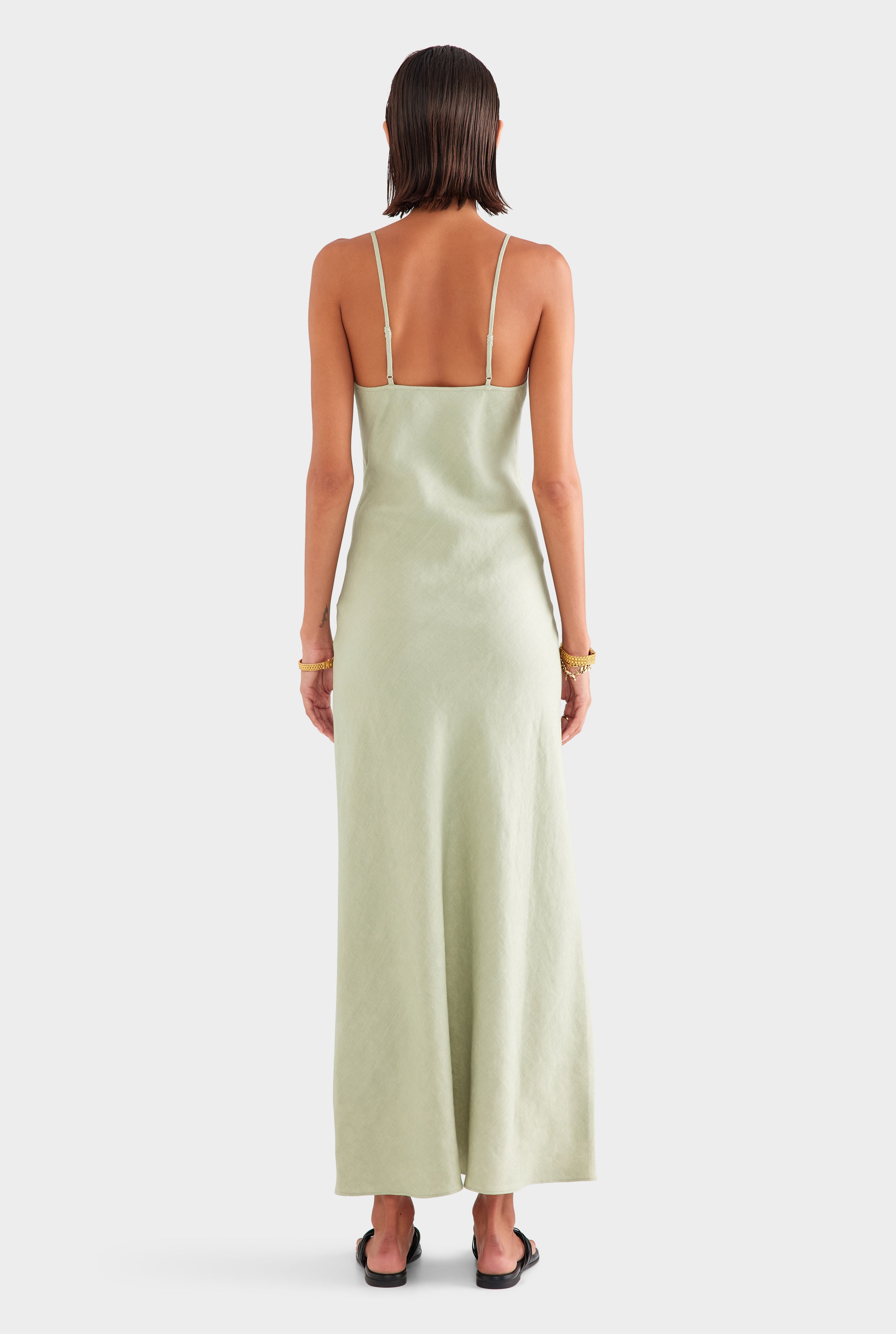 Linen Slip Dress - Pale Pistachio