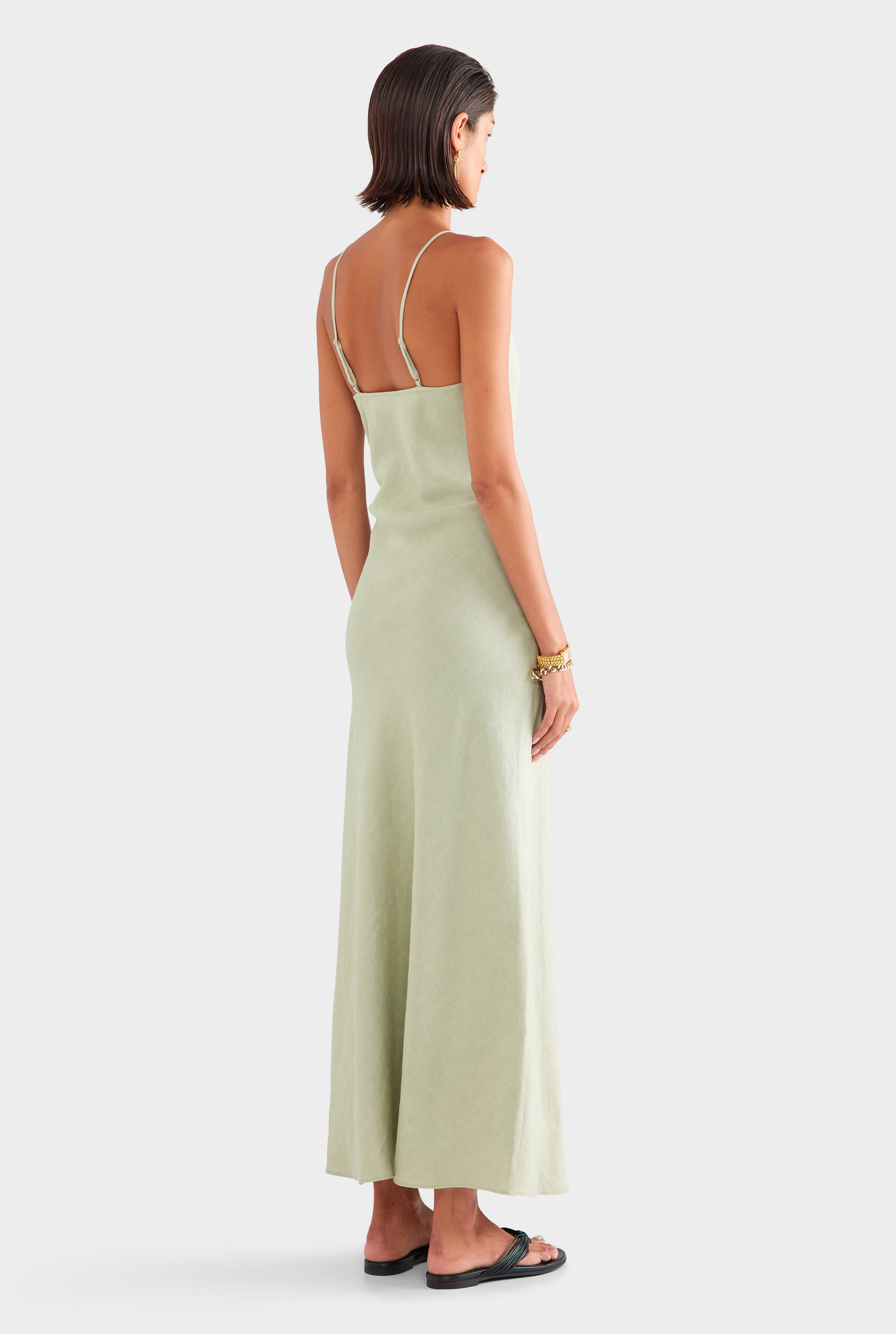 Linen Slip Dress - Pale Pistachio