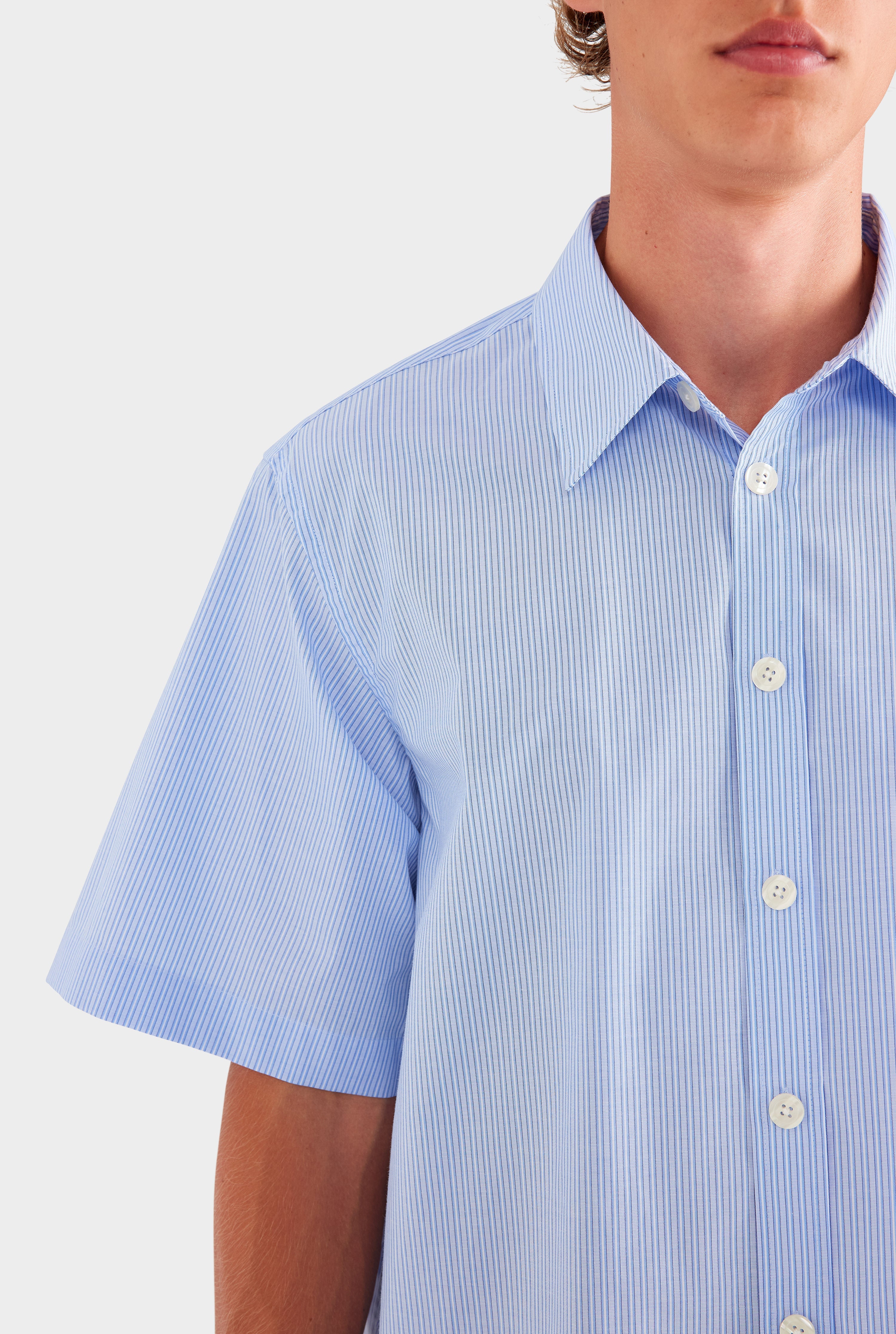 Oversized Stripe Short Sleeve Shirt - Blue/White Stripe