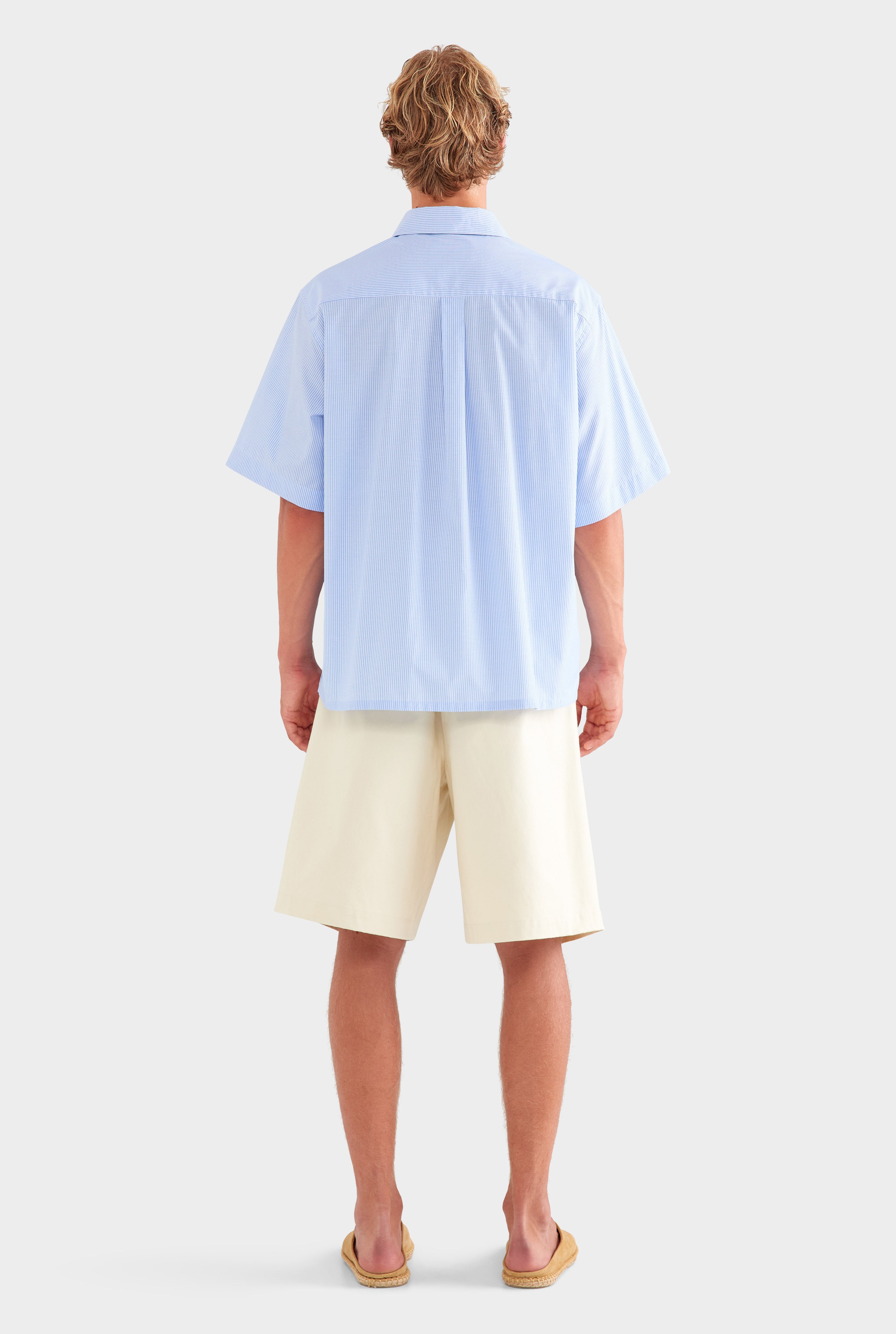 Oversized Stripe Short Sleeve Shirt - Blue/White Stripe