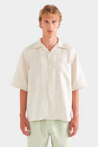 Oversized Linen Short Sleeve Shirt - Sand