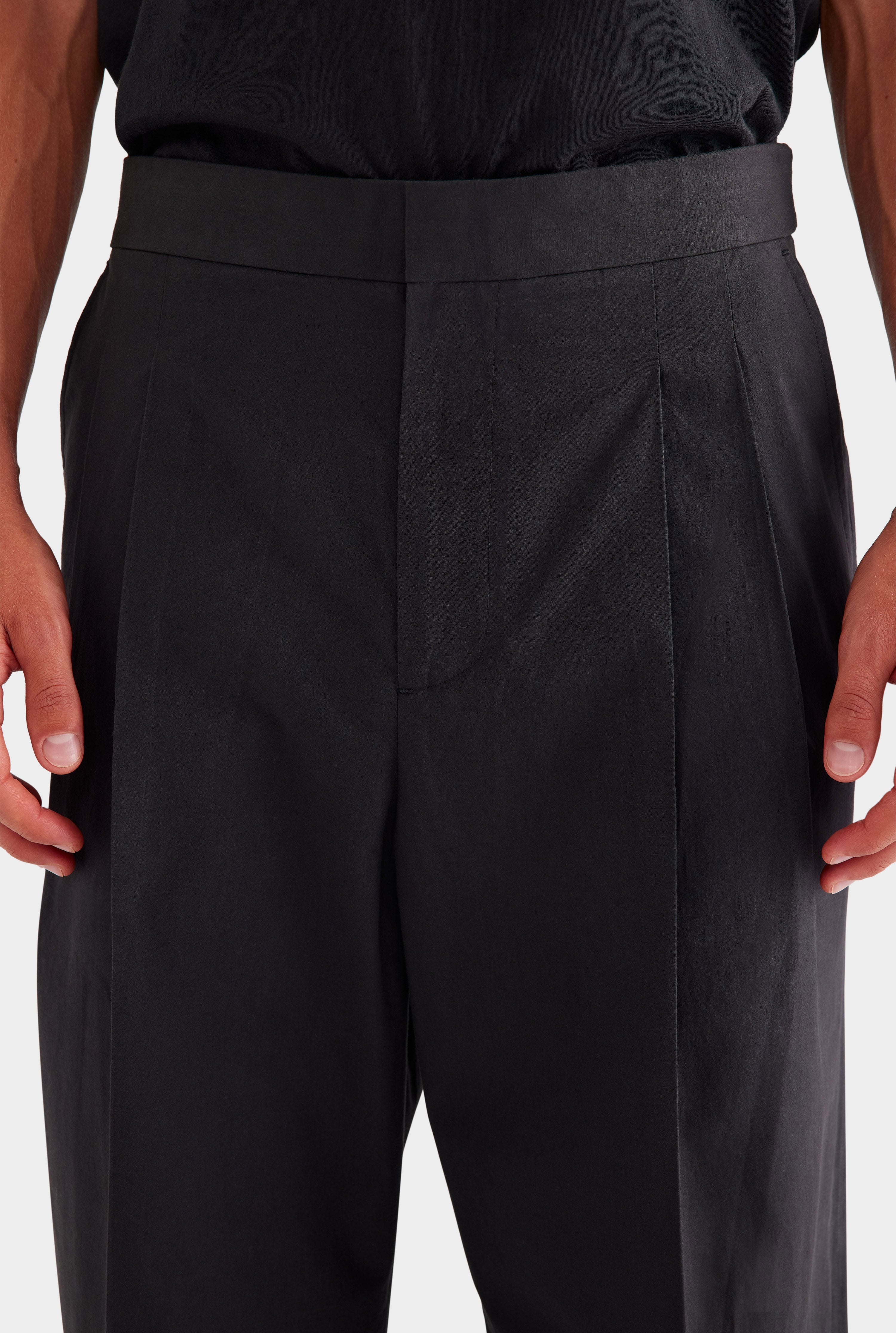 Pleated Poplin Trouser - Black