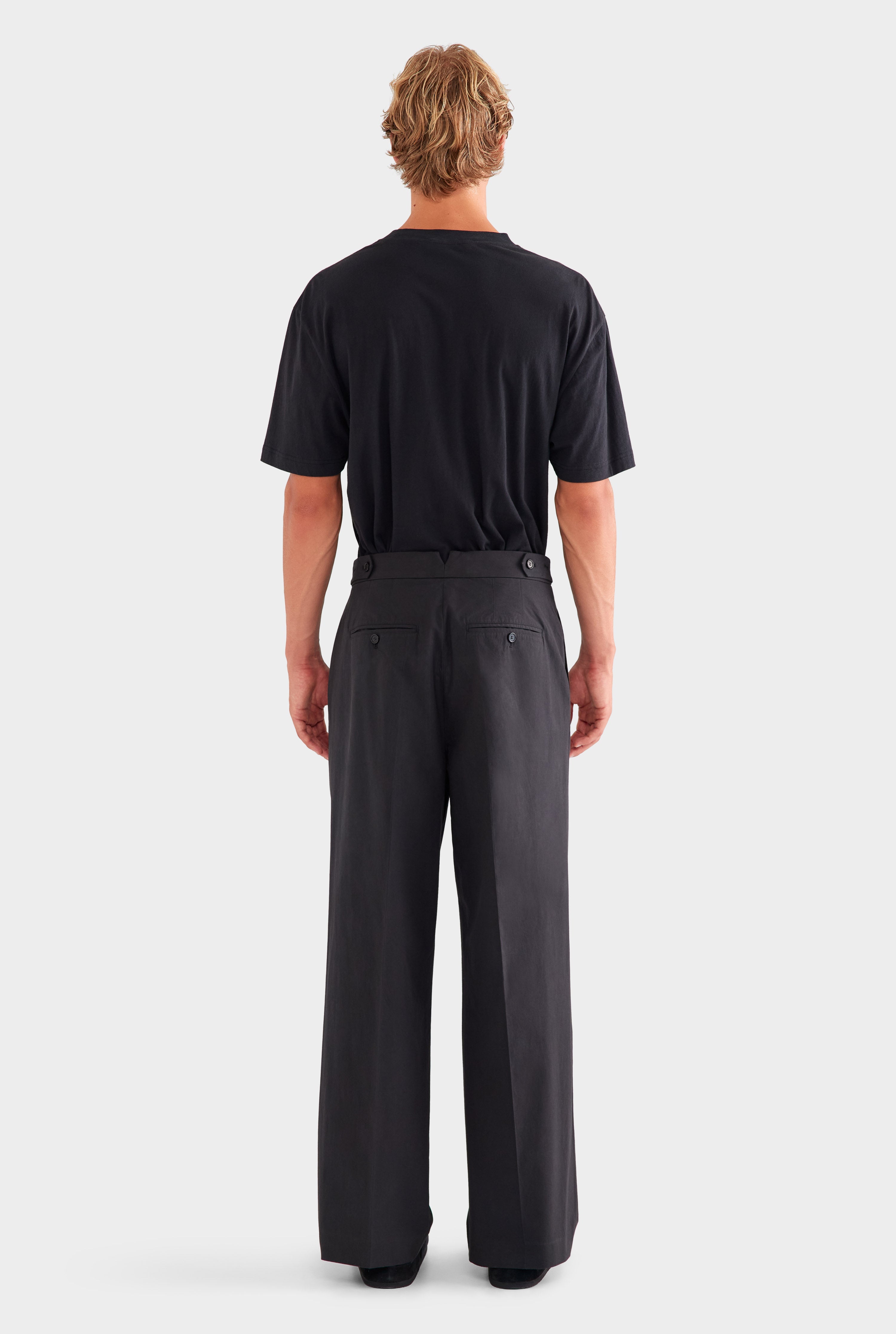 Pleated Poplin Trouser - Black