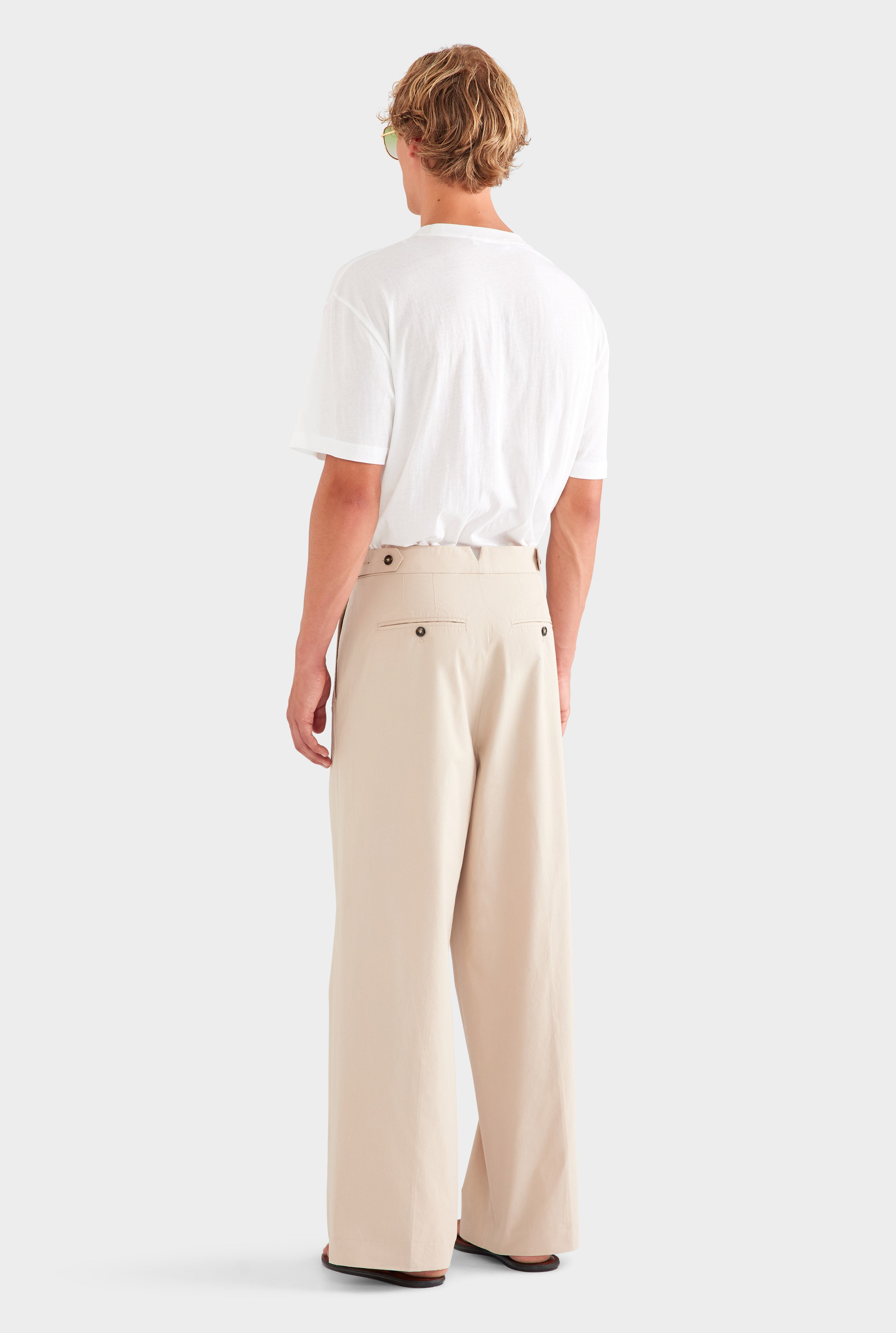 Pleated Poplin Trouser - Light Taupe