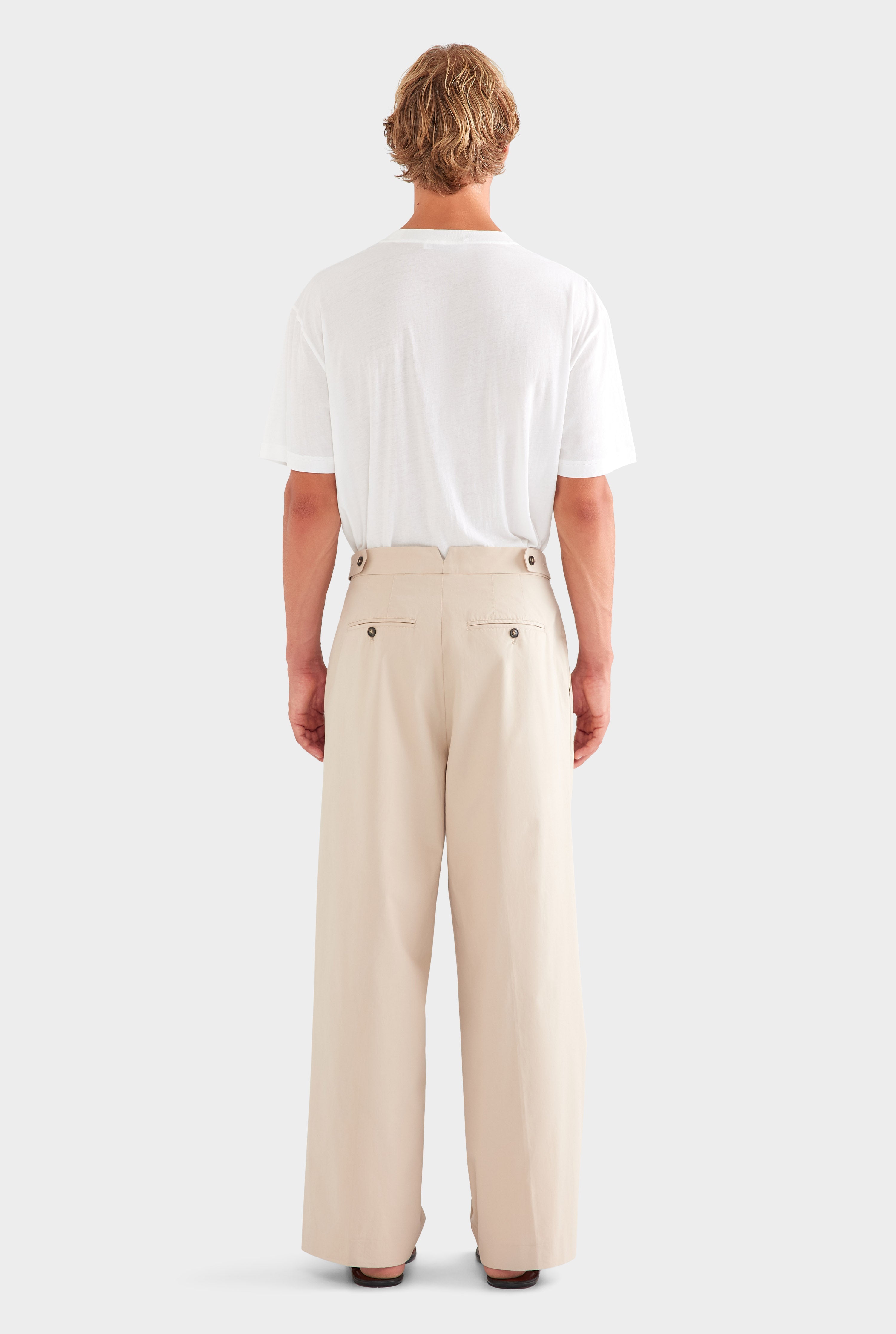 Pleated Poplin Trouser - Light Taupe