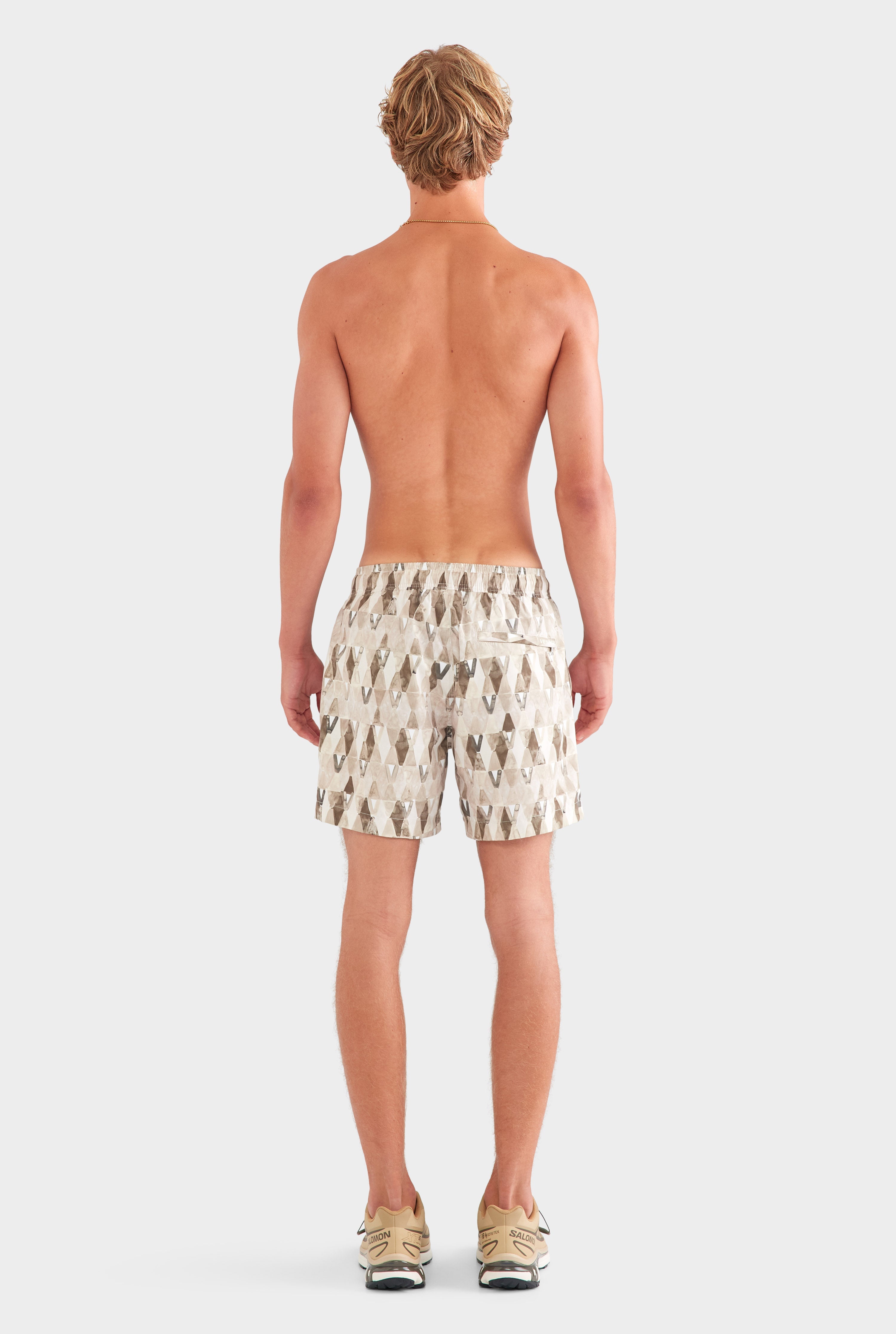 Printed Swim Short - Beige Painted V Monogram