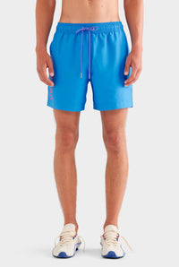 Printed Swim Short - Ocean Blue/Fuchsia