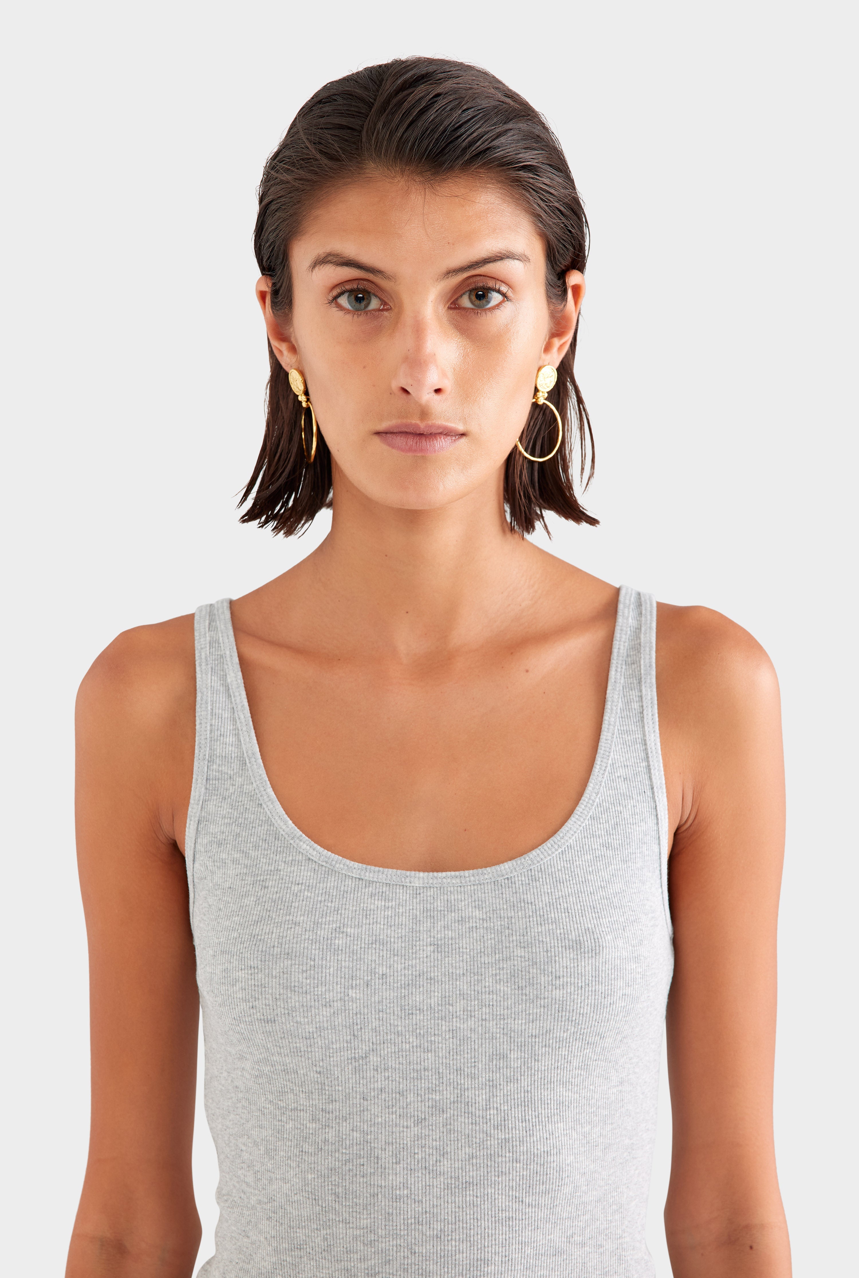 Rib Jersey Tank - Grey Marl