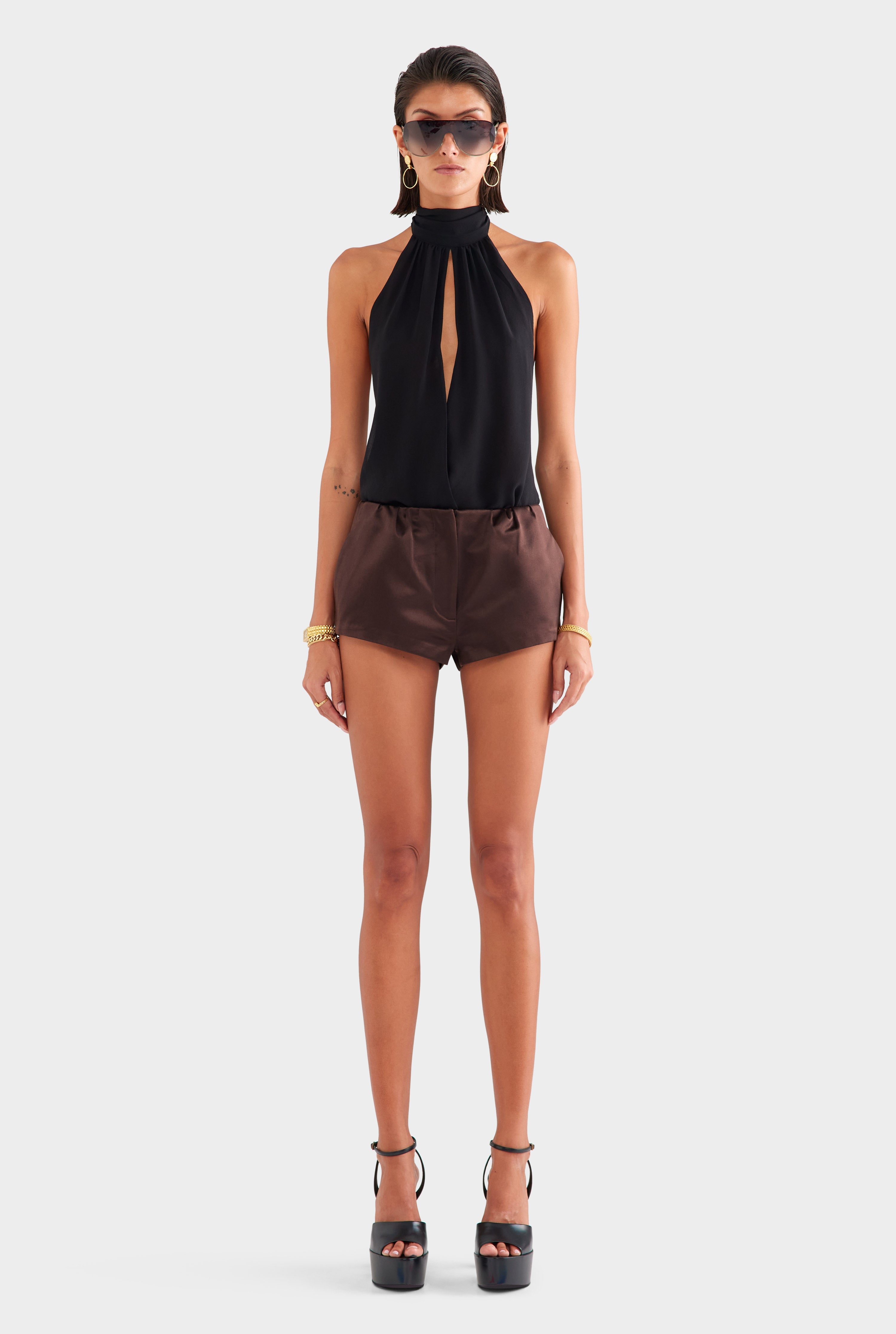 Silk Cotton Mini Short - Dark Chocolate