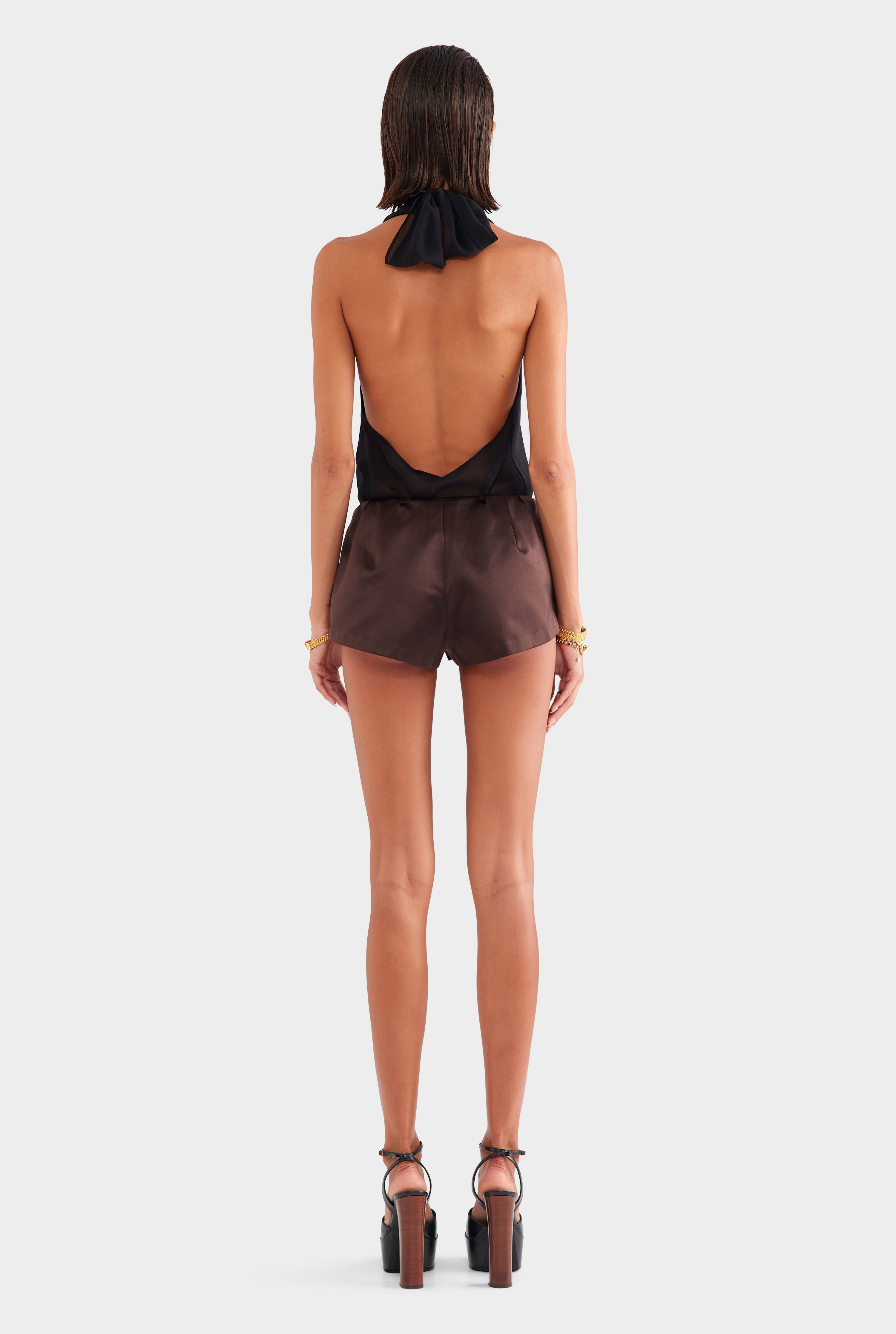 Silk Cotton Mini Short - Dark Chocolate