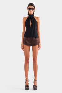 Silk Halter Top - Black