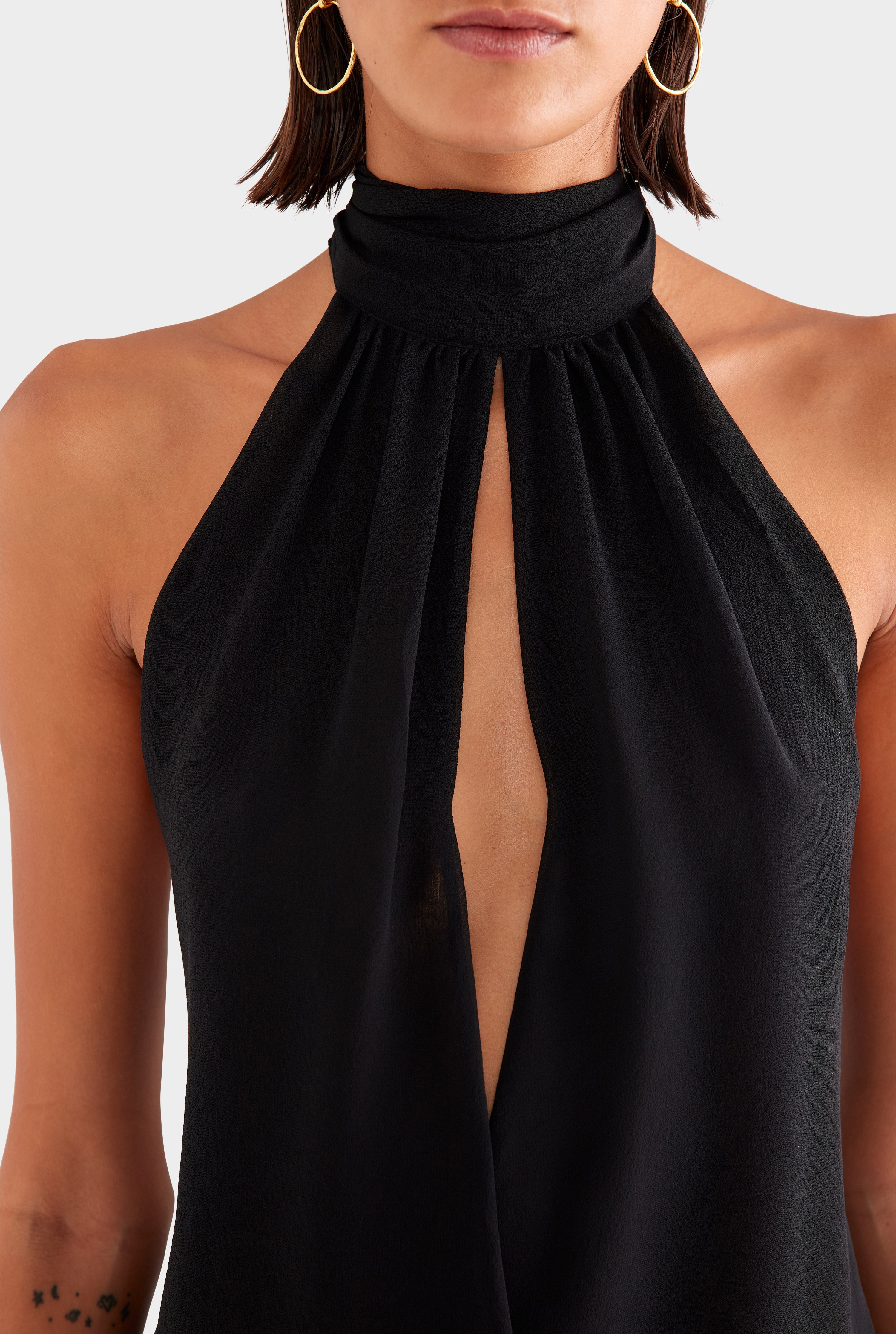 Silk Halter Top - Black