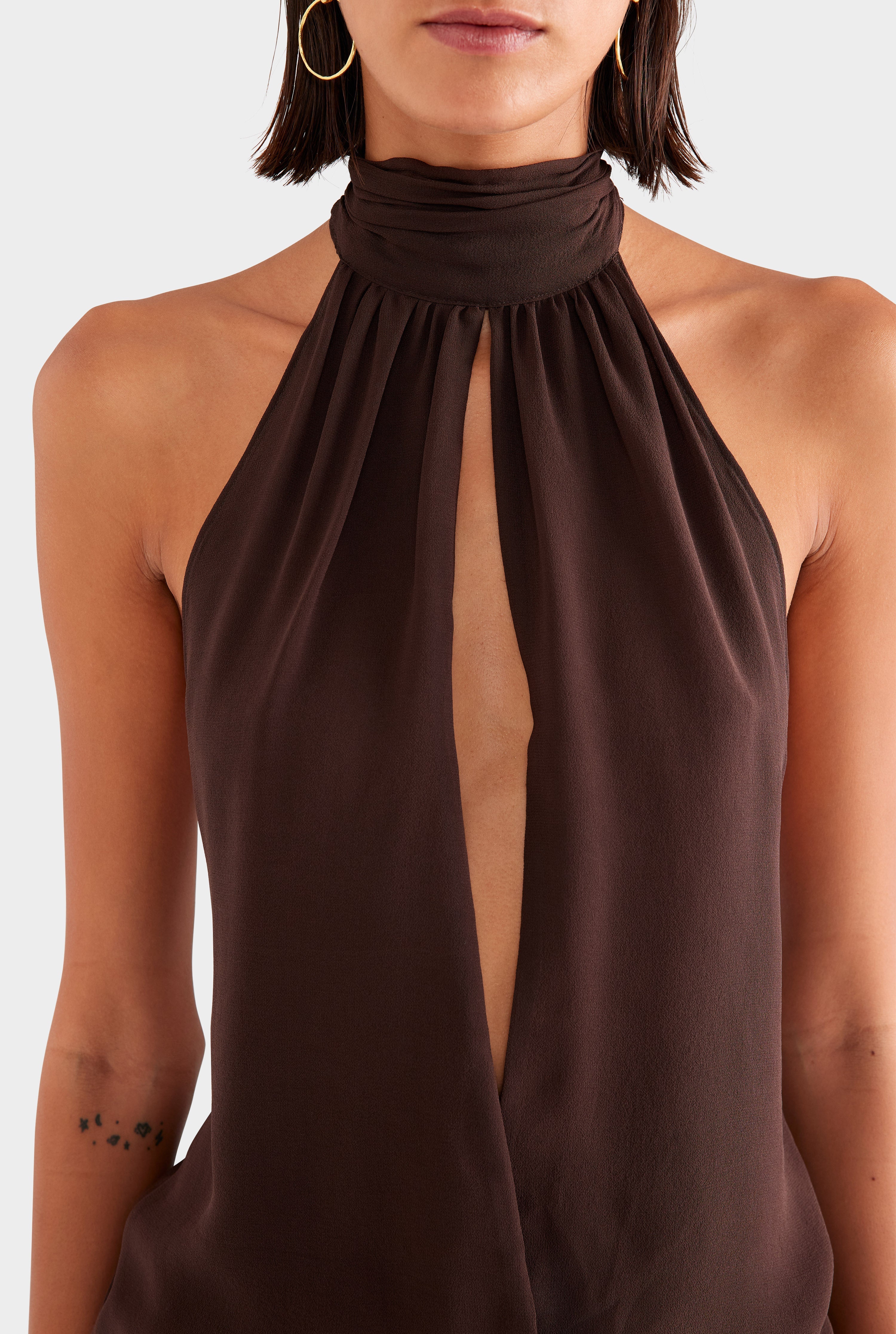 Silk Halter Top - Dark Chocolate