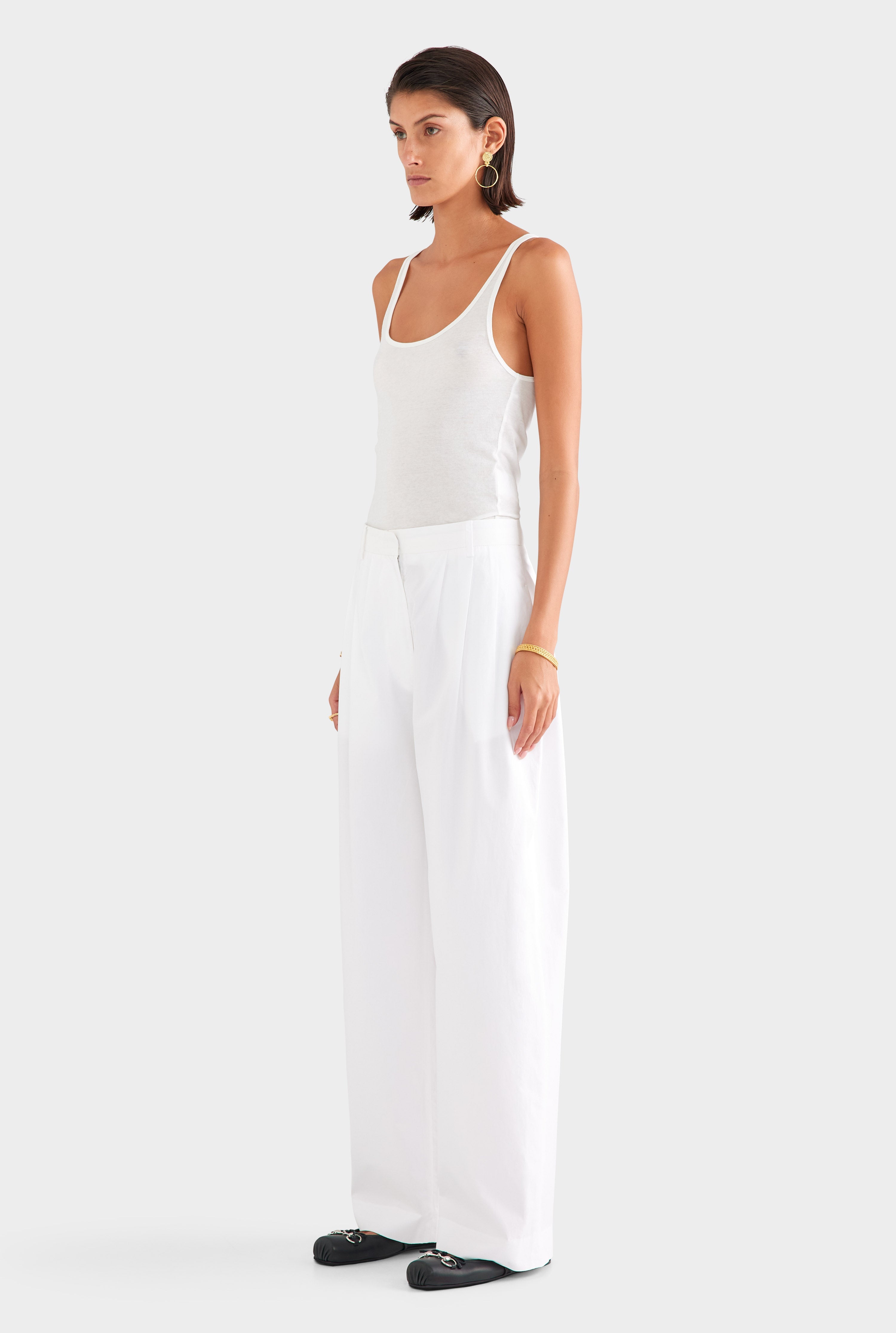 Tailored Lightweight Cotton Pant - White