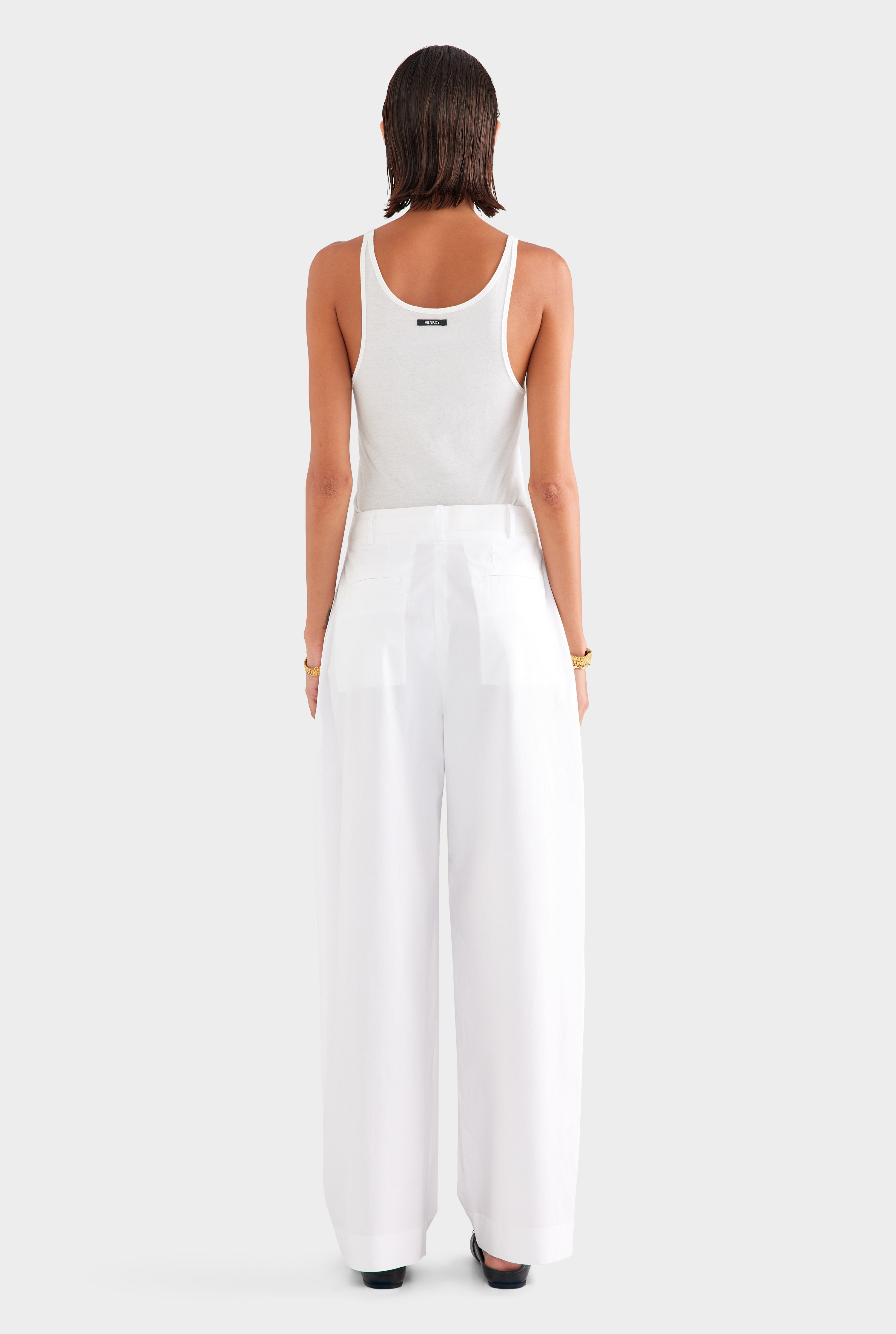 Tailored Lightweight Cotton Pant - White