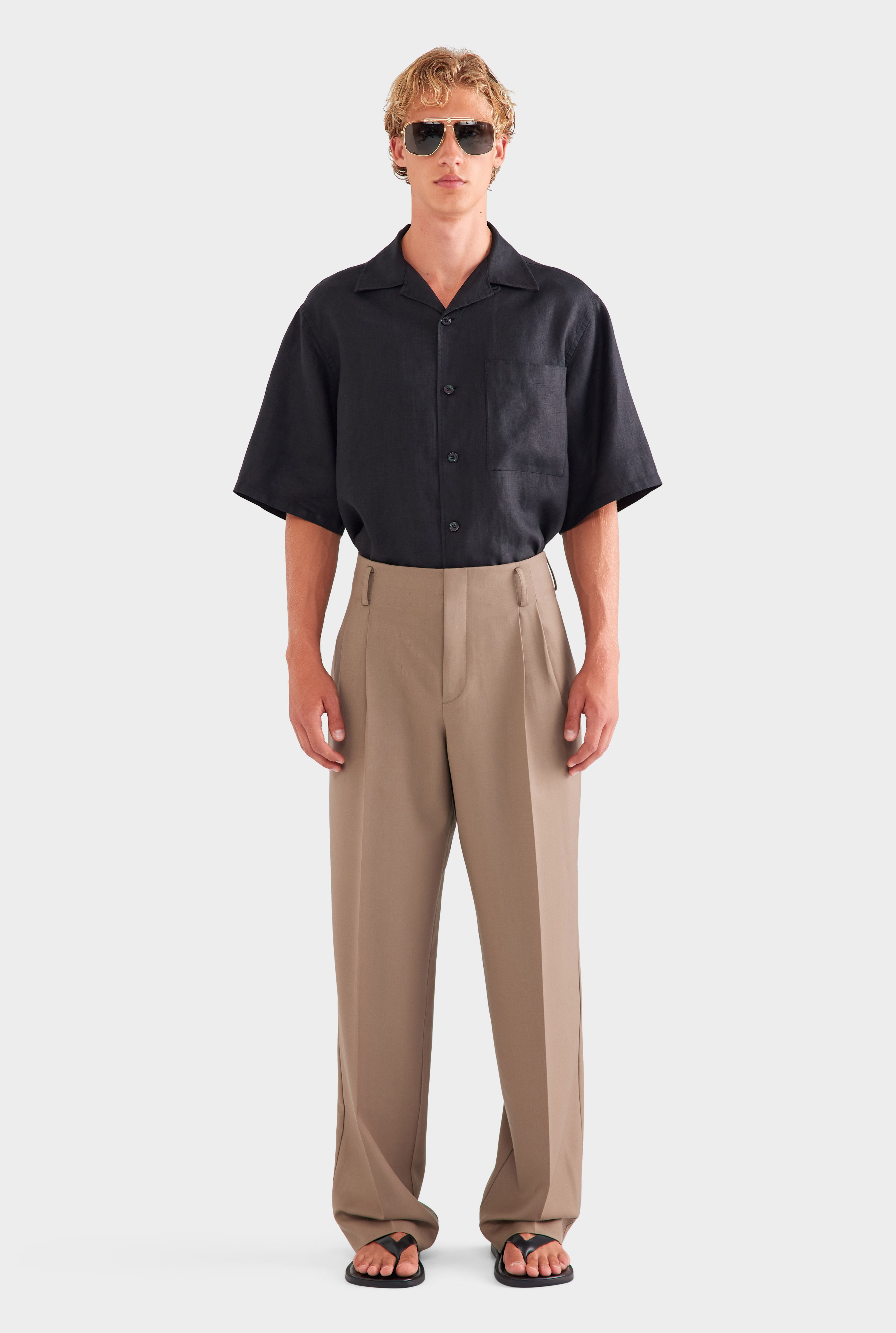 Tailored Wool Suit Trouser - Taupe Brown