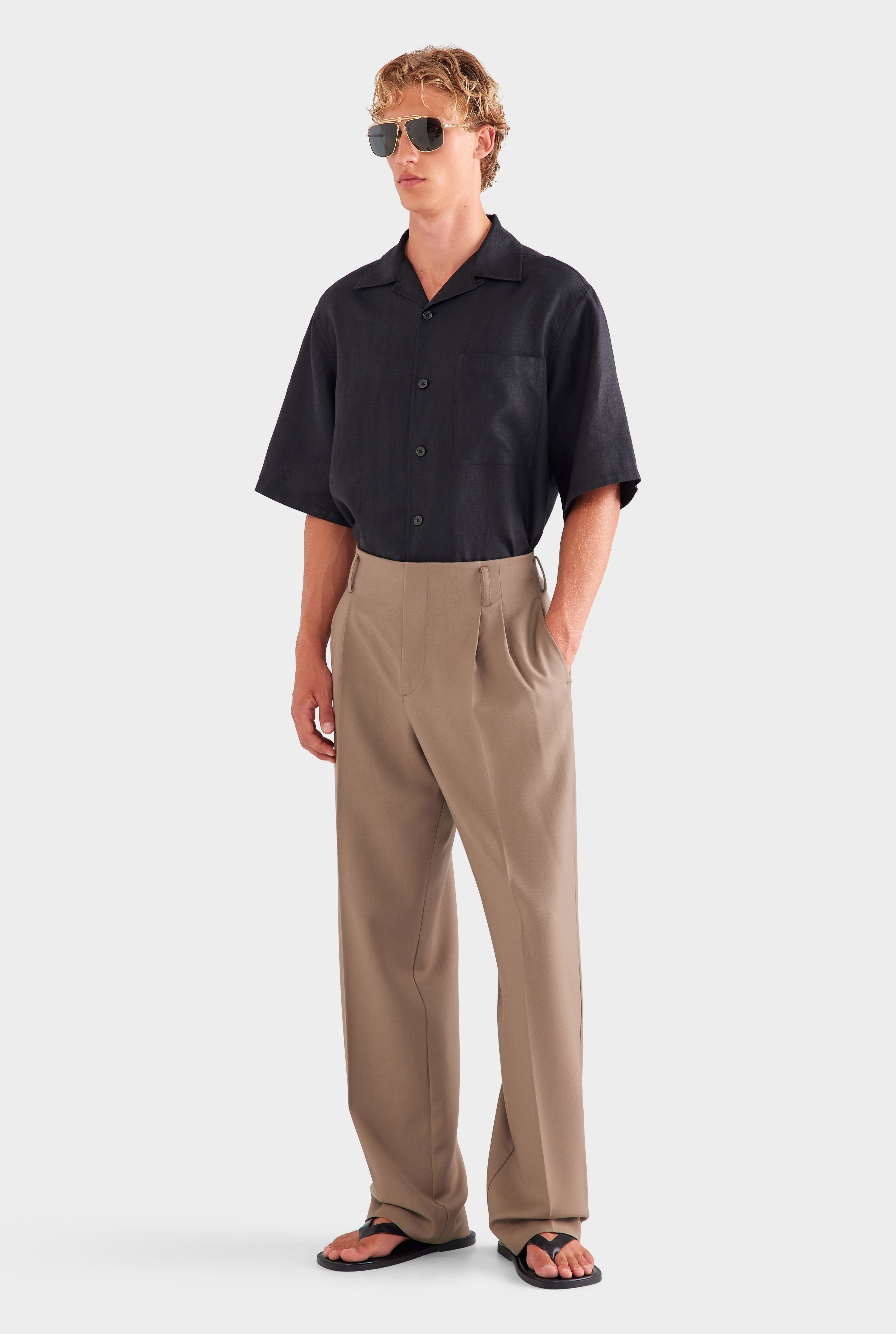 Tailored Wool Suit Trouser - Taupe Brown