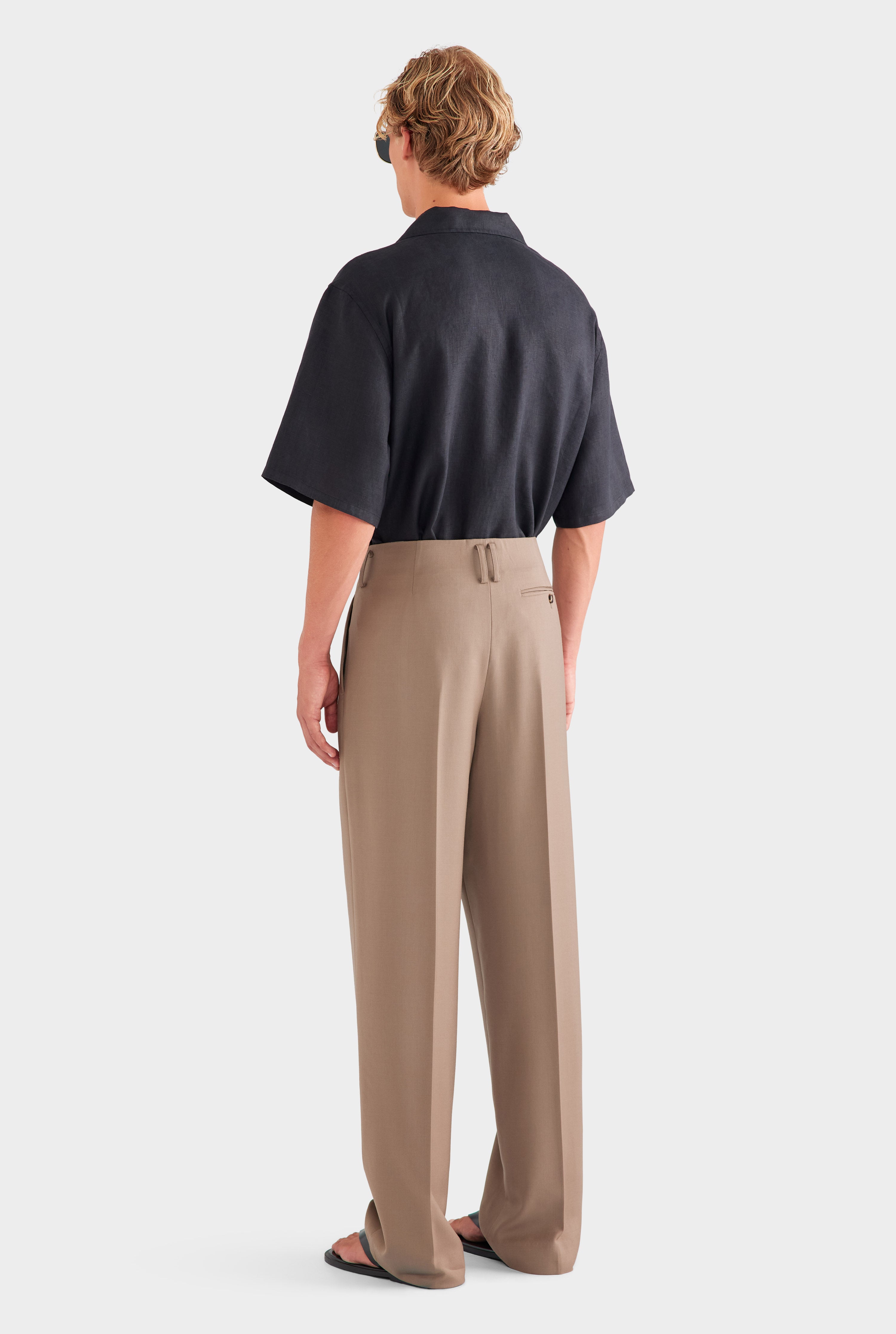 Tailored Wool Suit Trouser - Taupe Brown