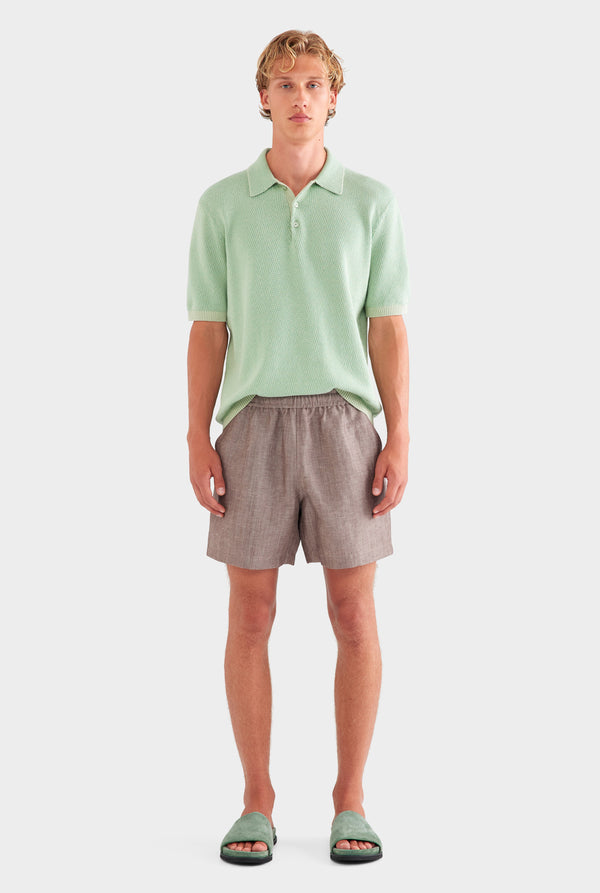 Wool Linen Lounge Short - Brown
