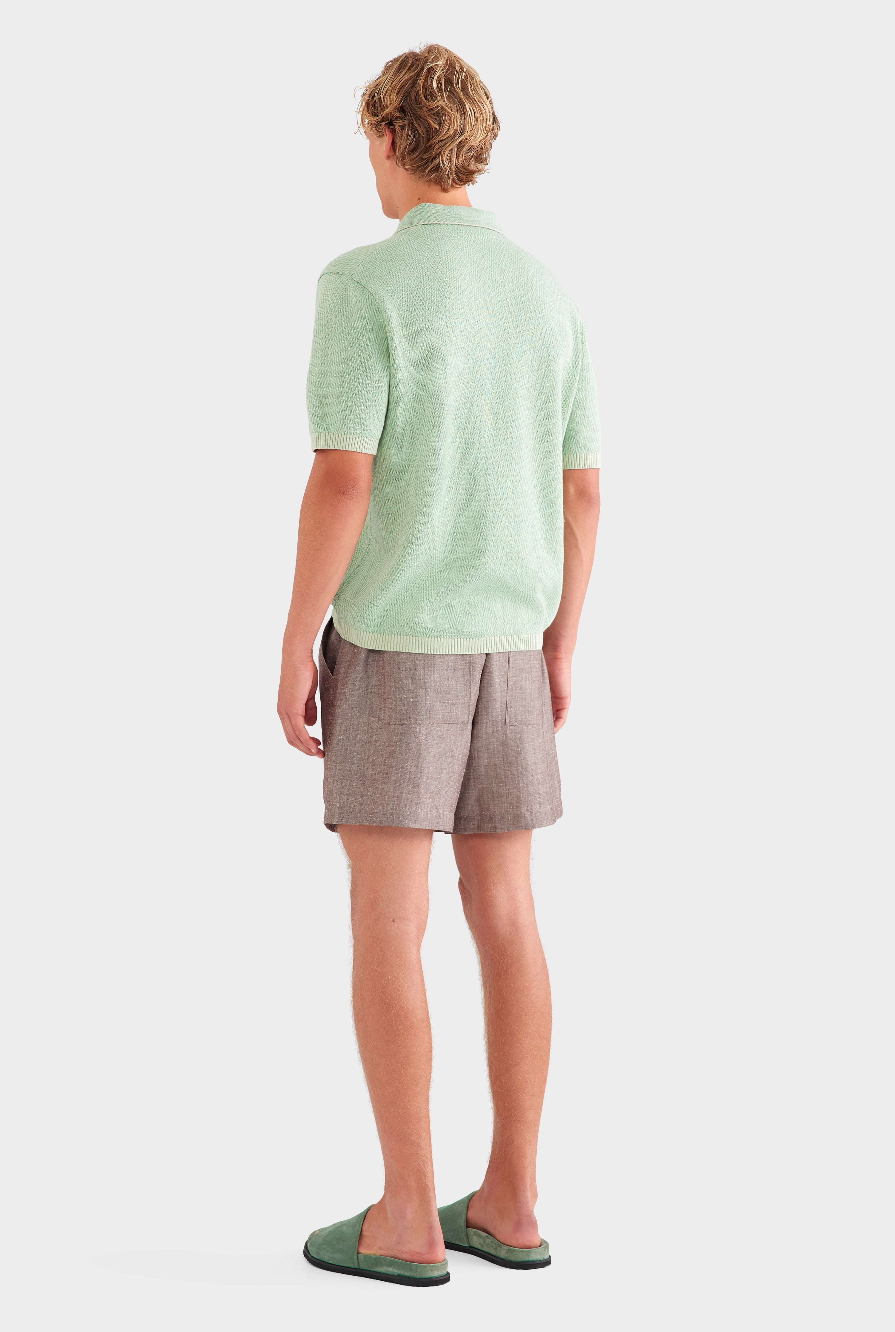 Wool Linen Lounge Short - Brown