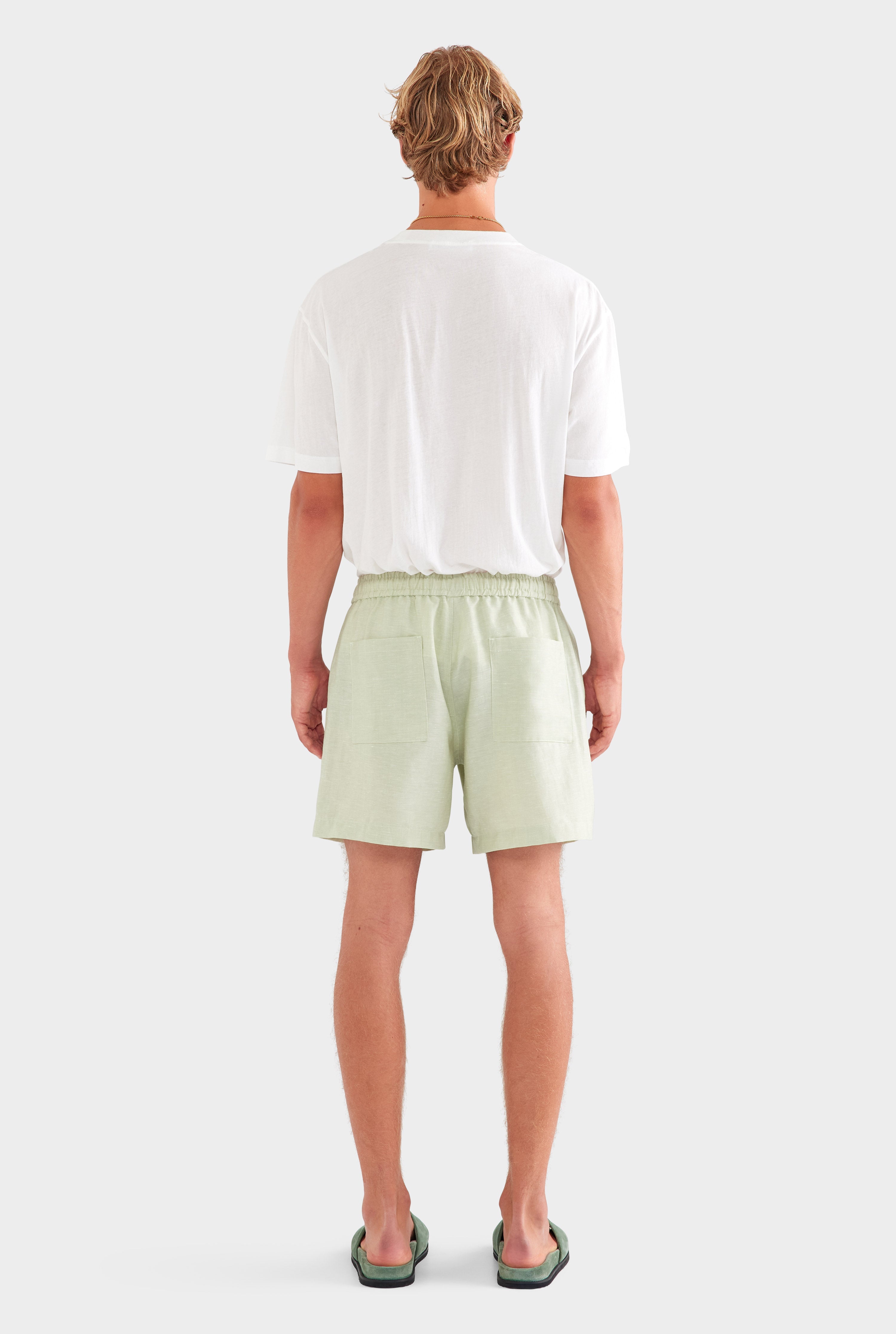 Wool Linen Lounge Short - Pale Pistachio
