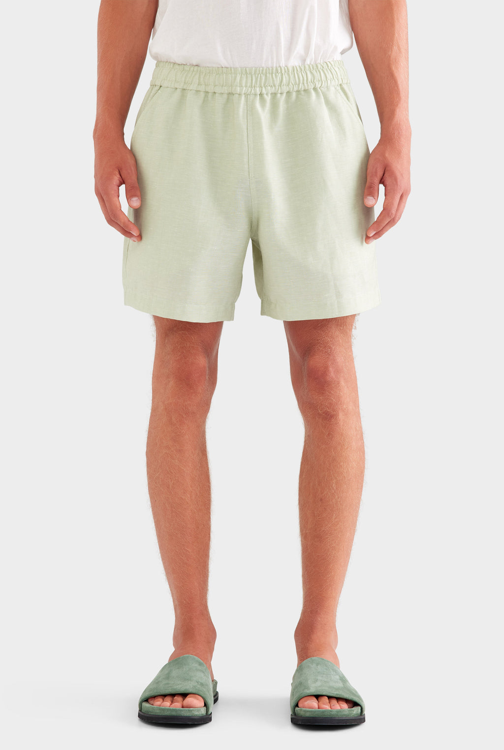 Wool Linen Lounge Short - Pale Pistachio