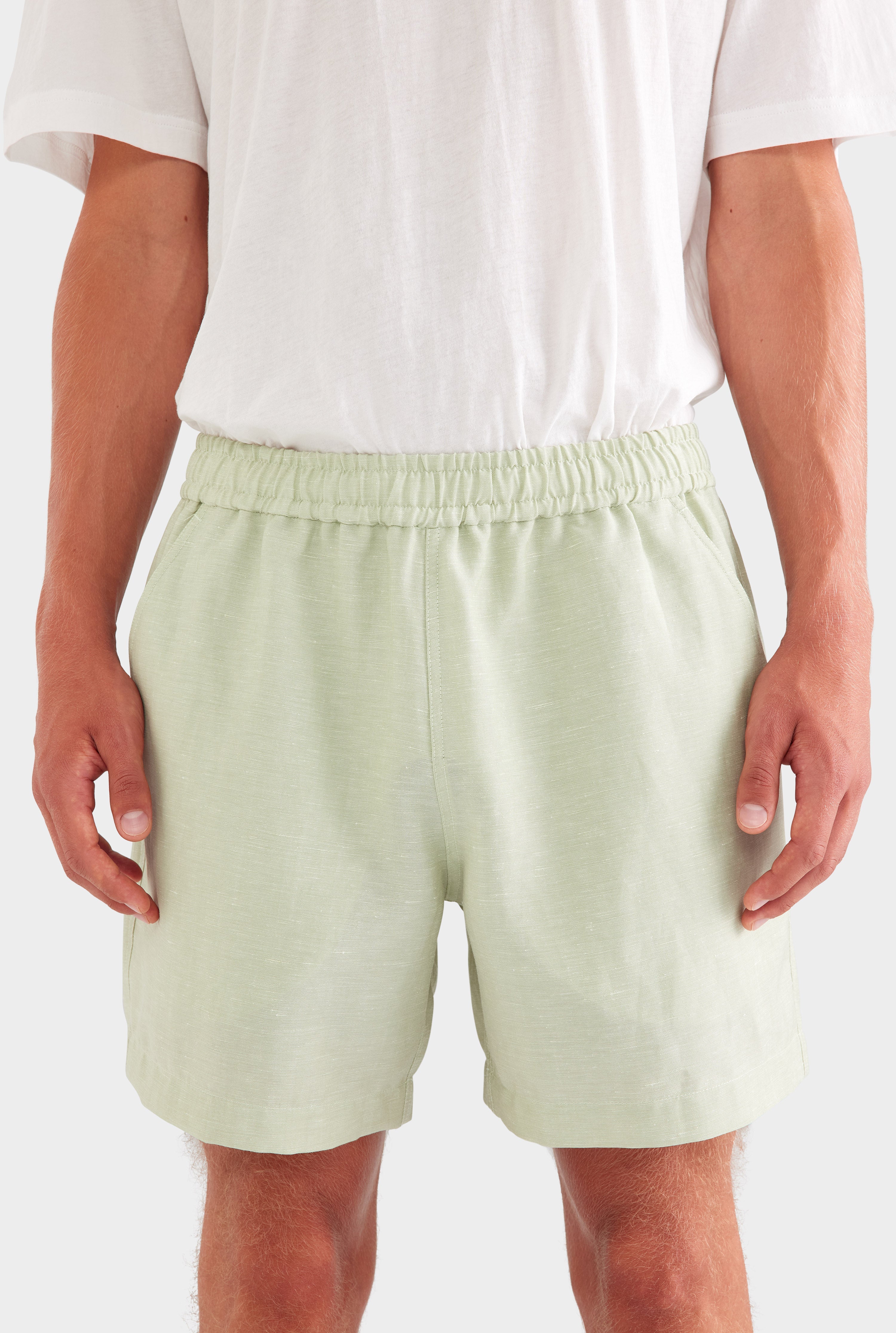Wool Linen Lounge Short - Pale Pistachio
