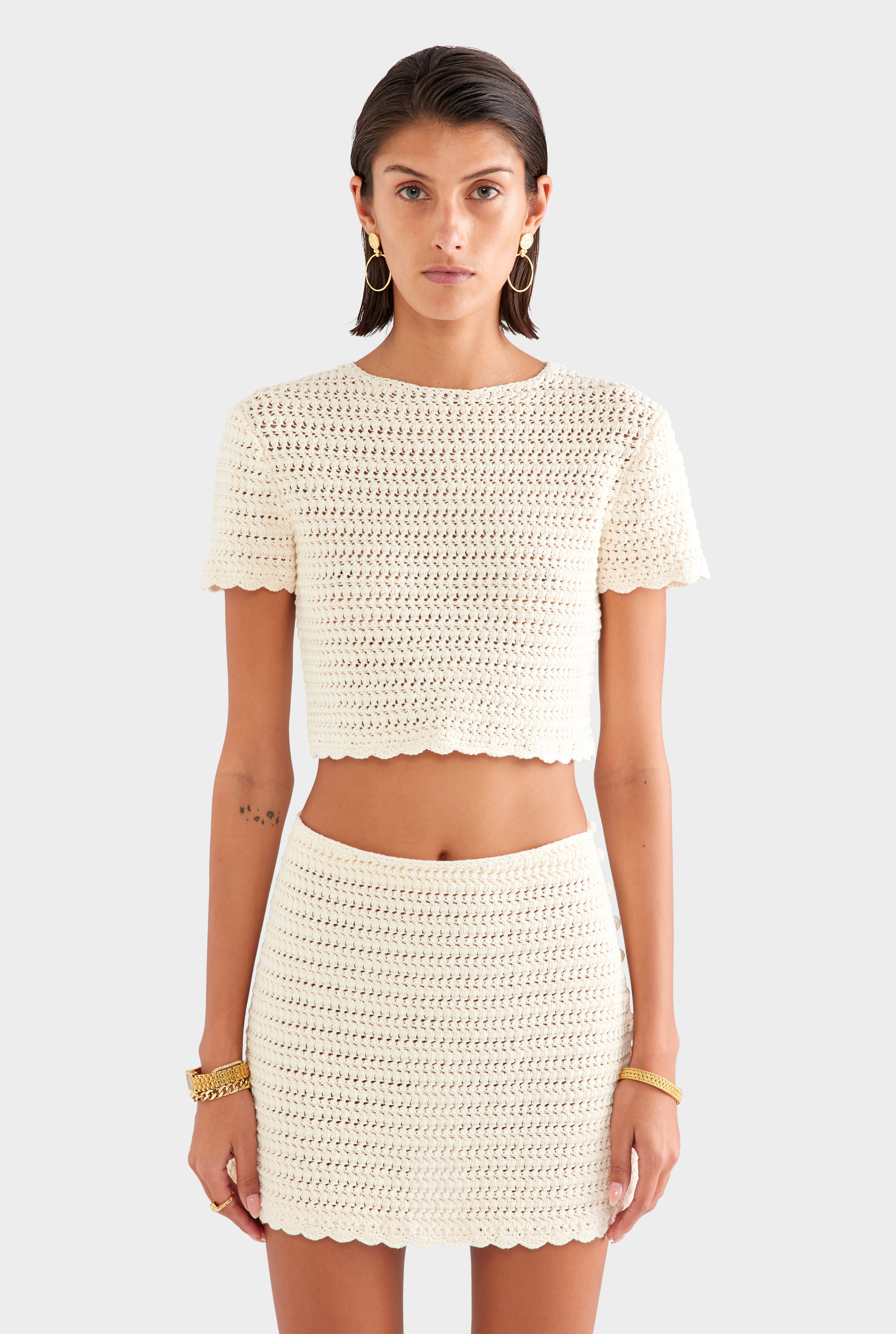 Crochet Mini Skirt - Cream