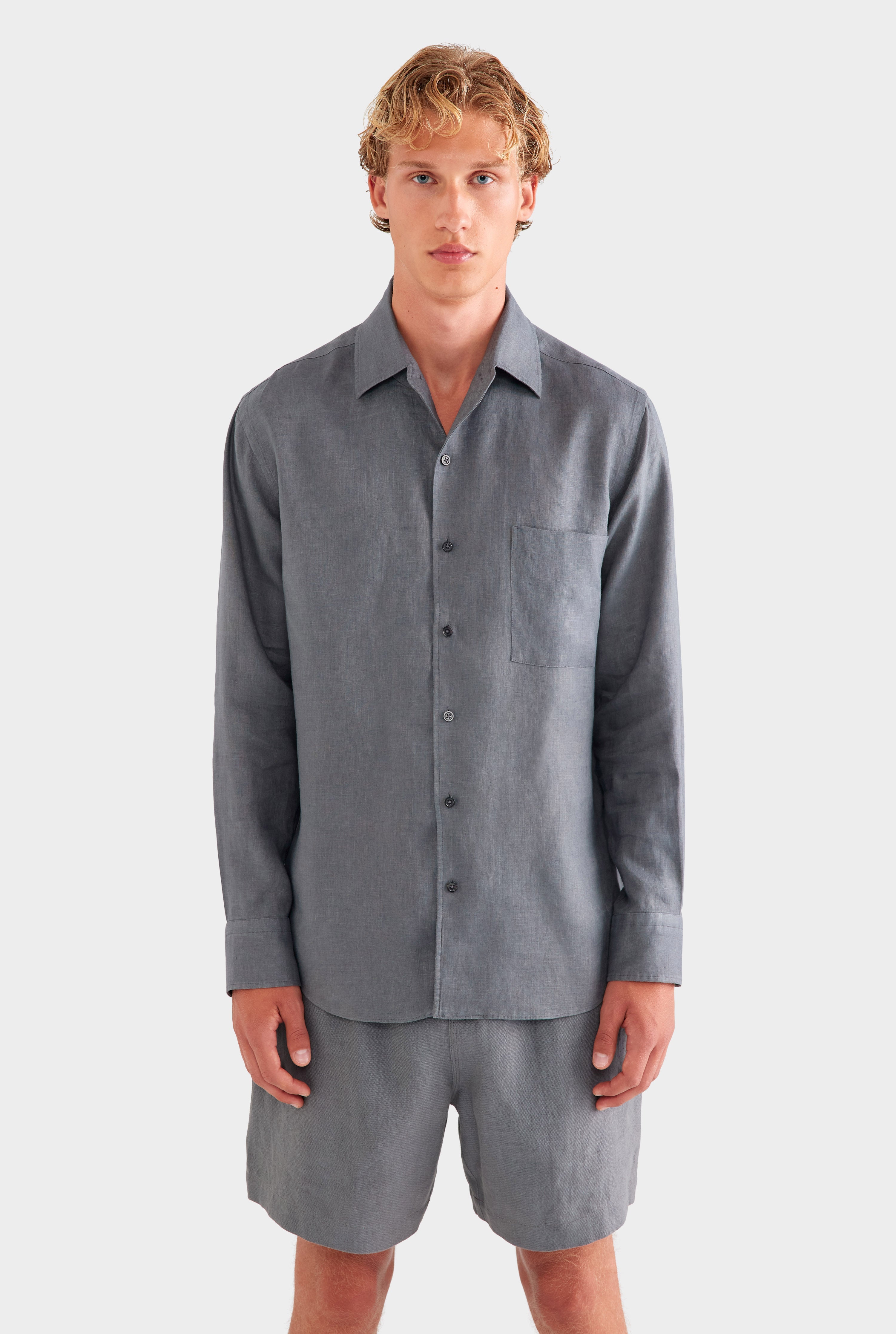 Relaxed Linen Shirt - Granite Grey