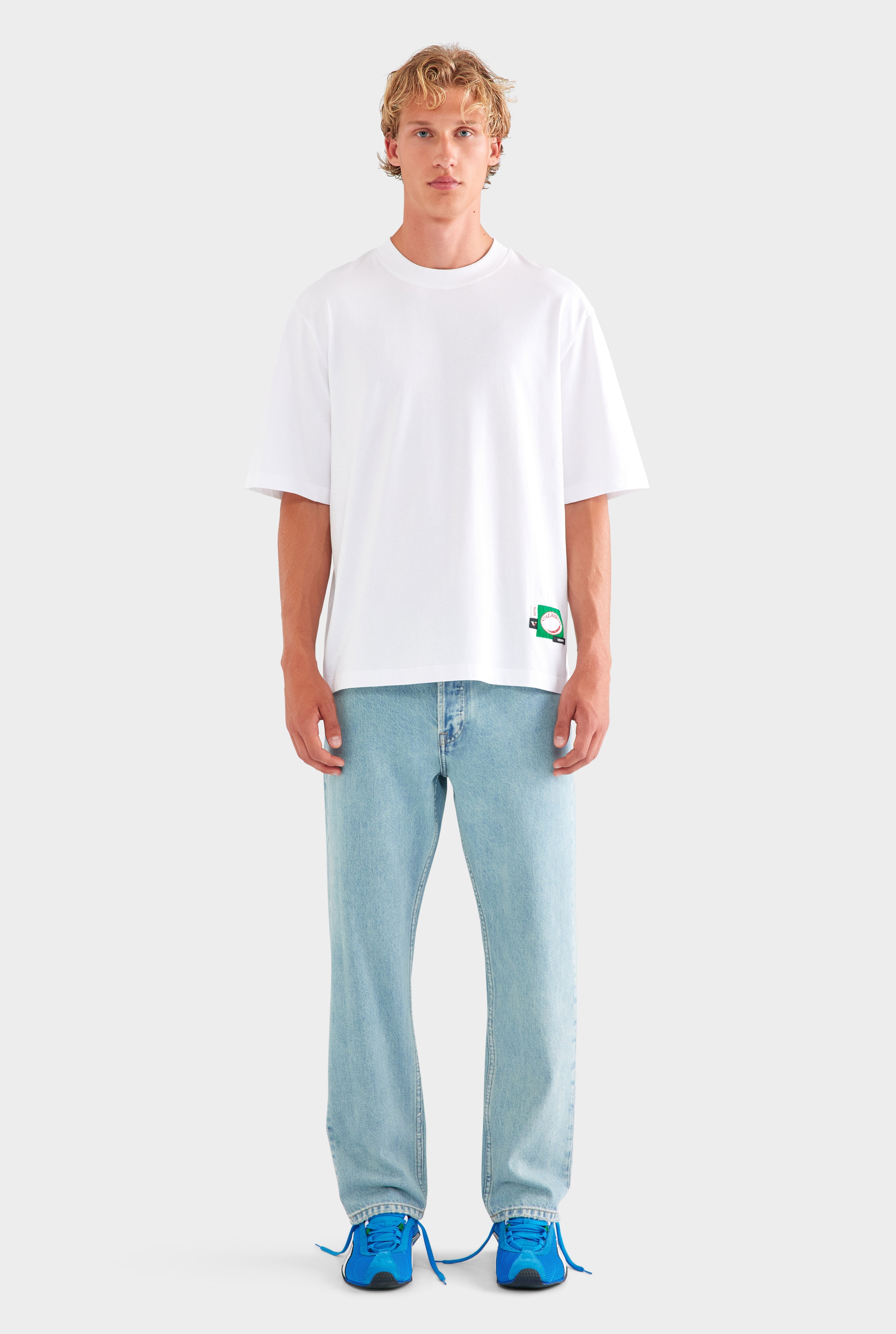 Oversized Cotton T Shirt - White/Multi Patch