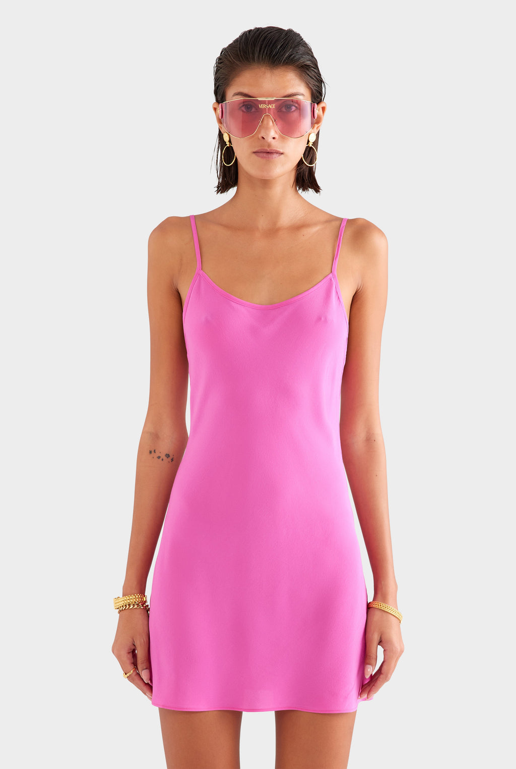 Silk Slip Mini Dress in Fuchsia | Venroy VENROY US Silk Slip Mini Dress in Fuchsia | Venroy VENROY US