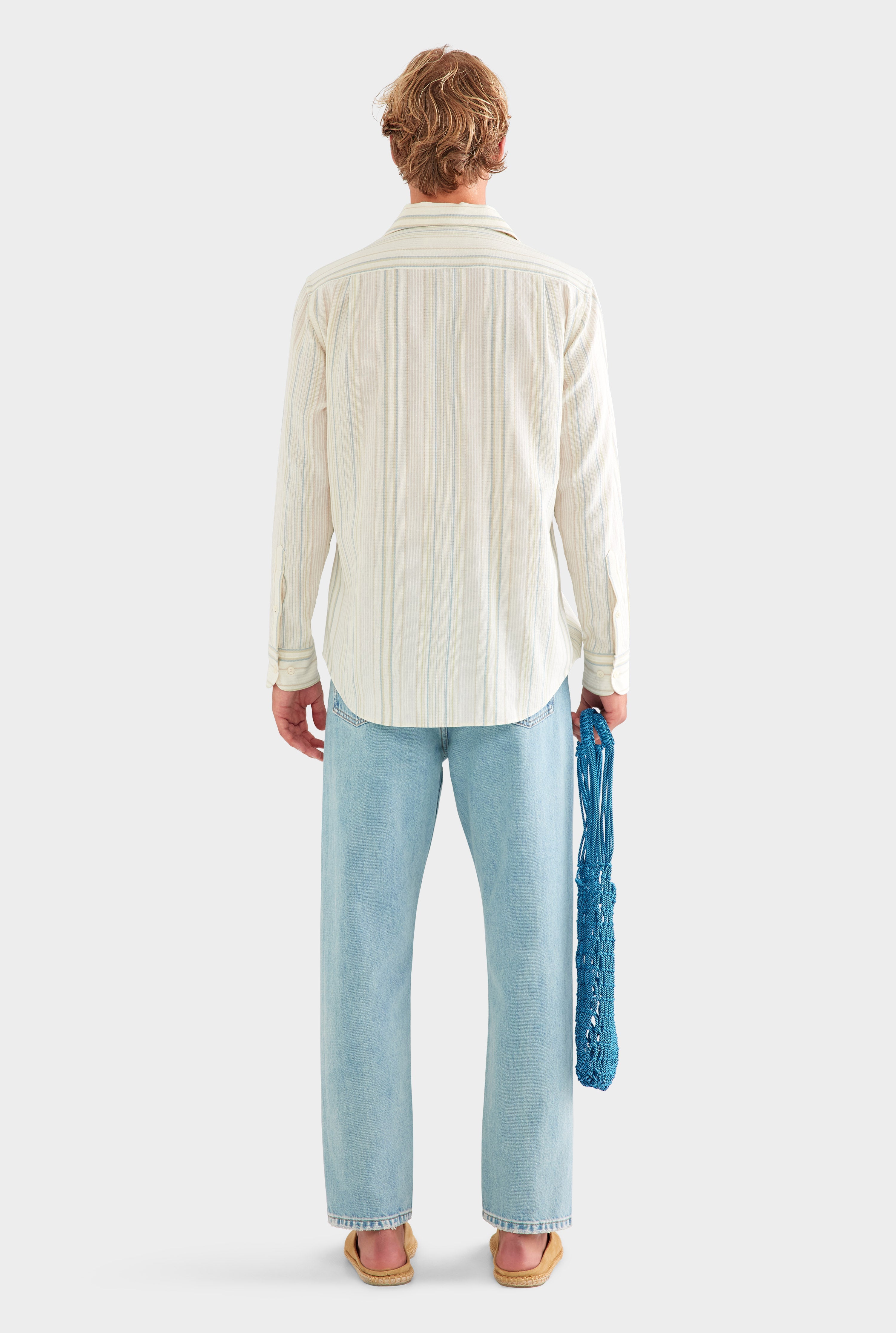 Relaxed Stripe Shirt - Off White/Blue/Taupe Stripe