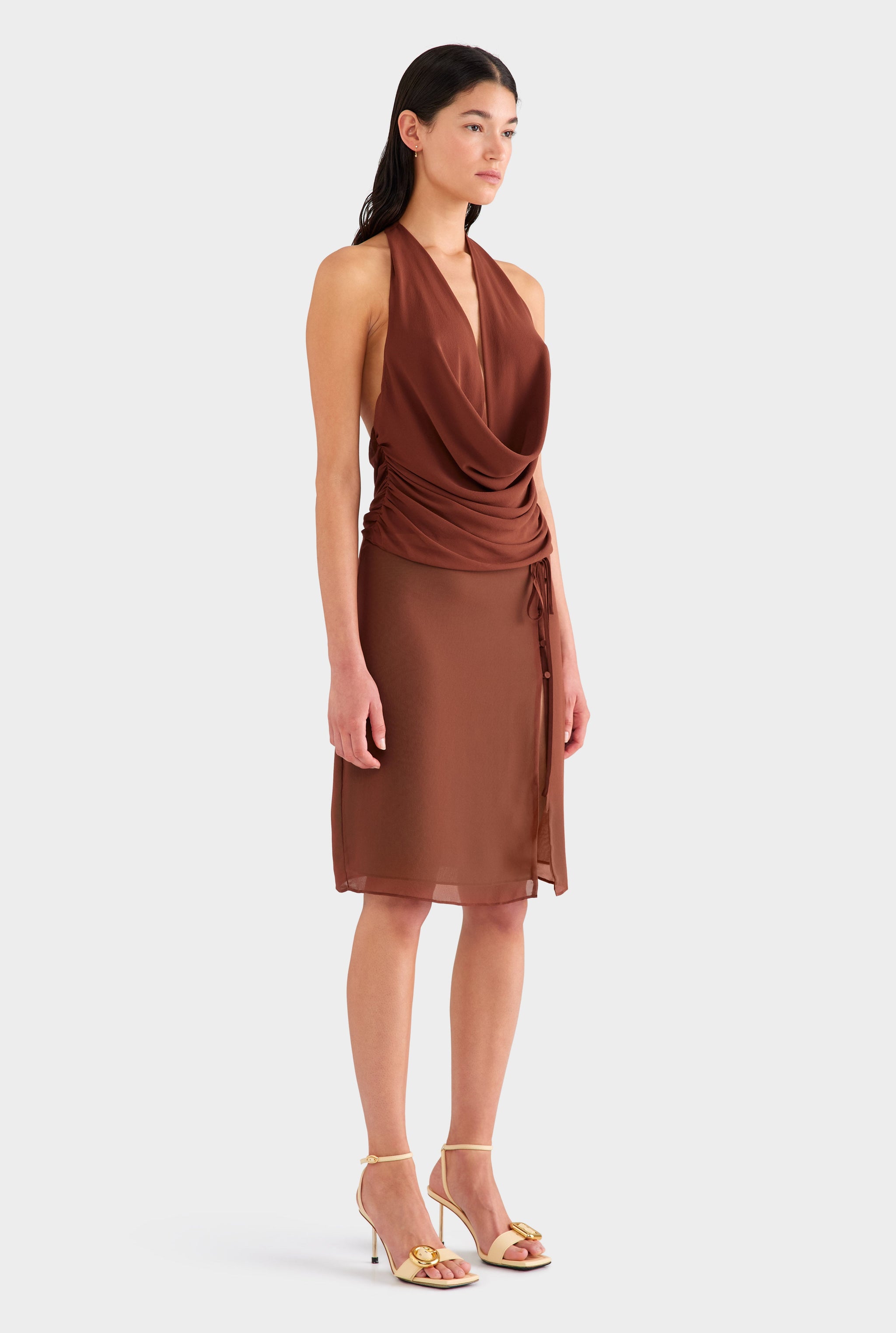 Layered Silk Skirt - Chocolate