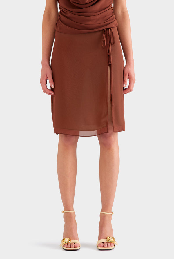 Layered Silk Skirt - Chocolate
