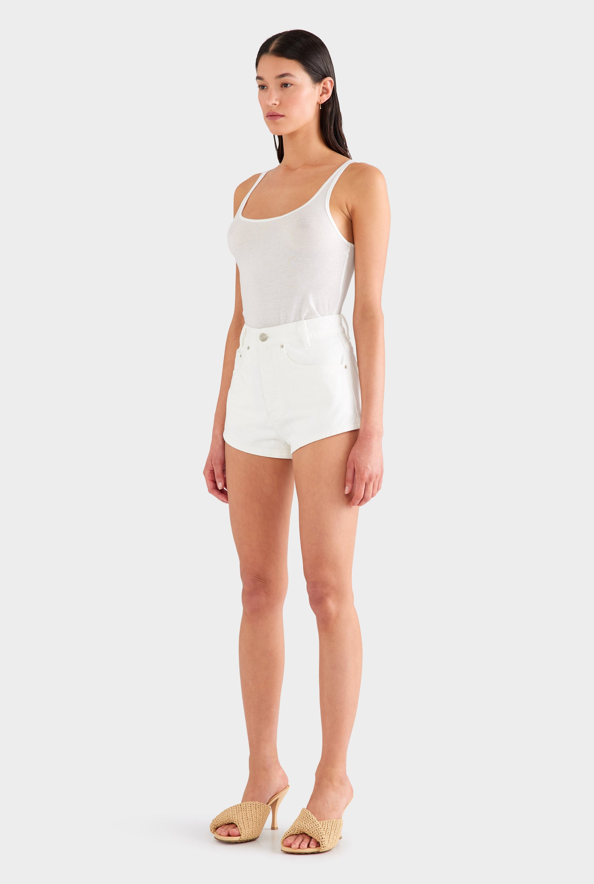 Denim Short - White