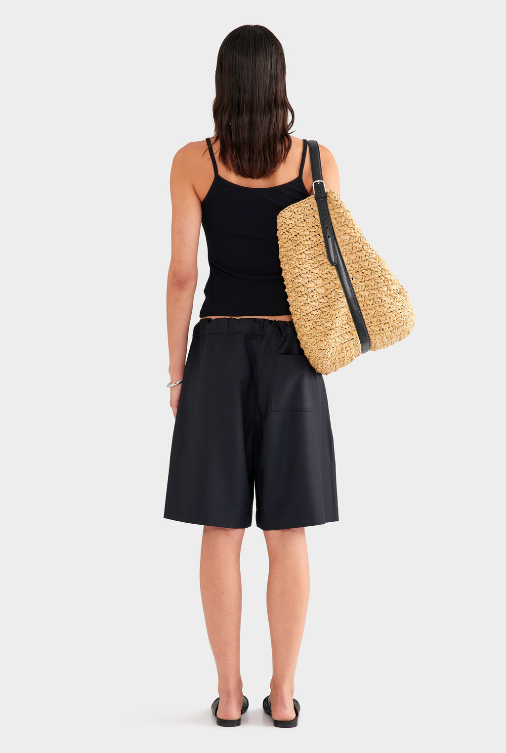 Drawstring Wool Bermuda Short - Black