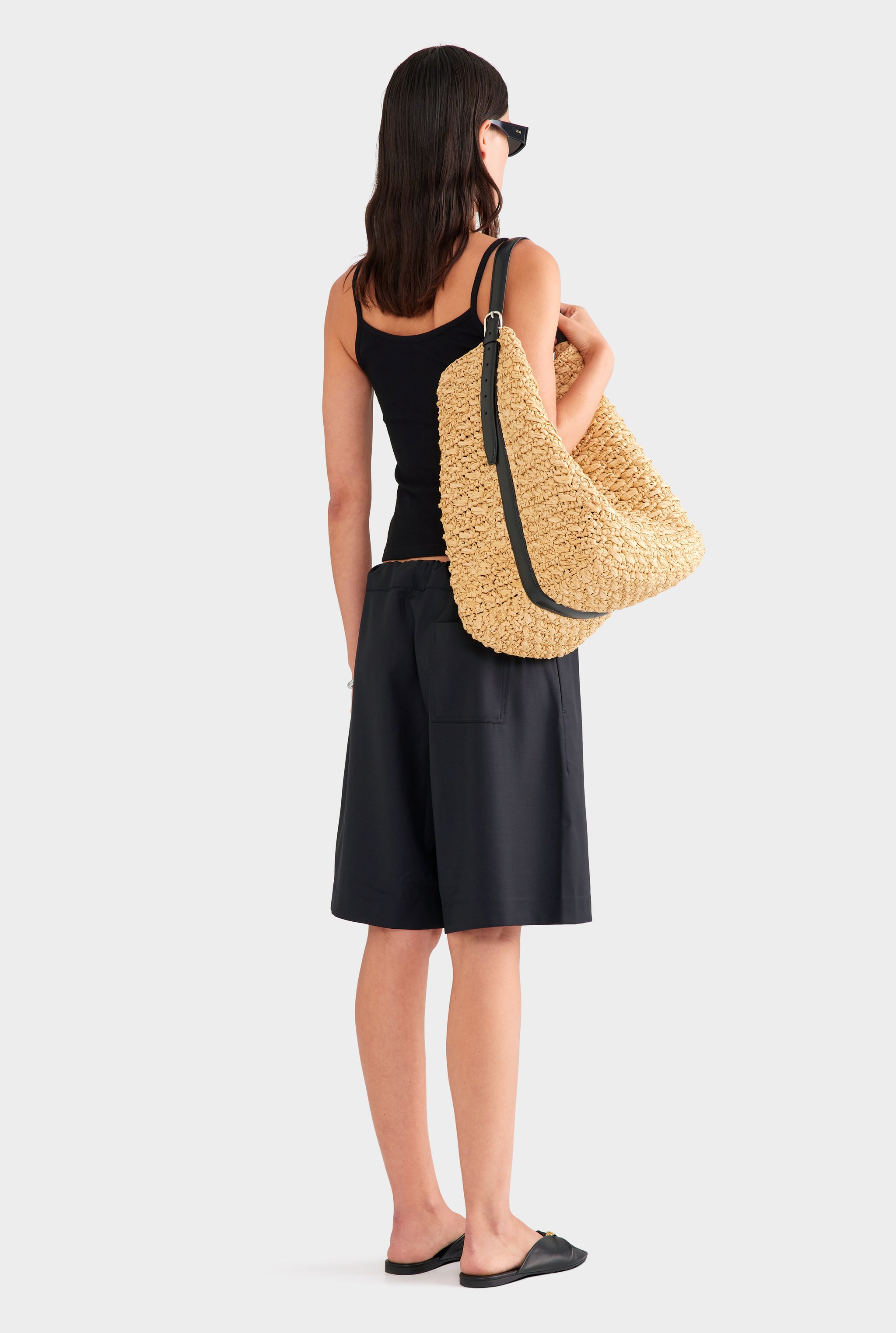 Drawstring Wool Bermuda Short - Black