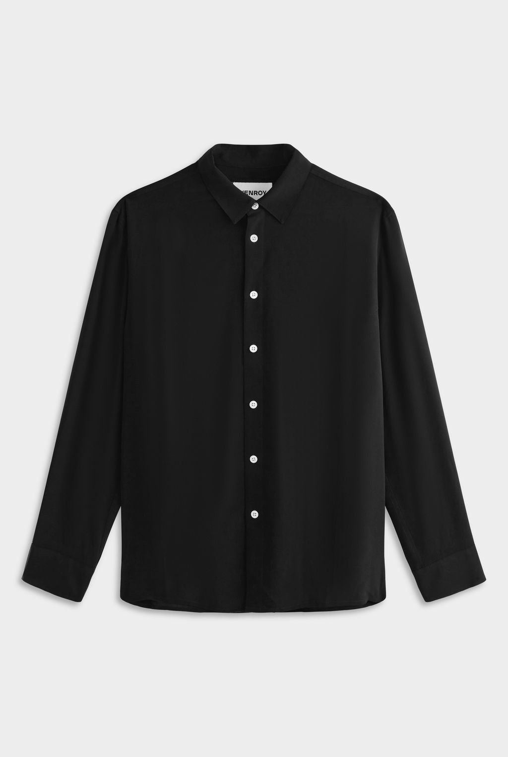 Relaxed Silk Long Sleeve Shirt - Black