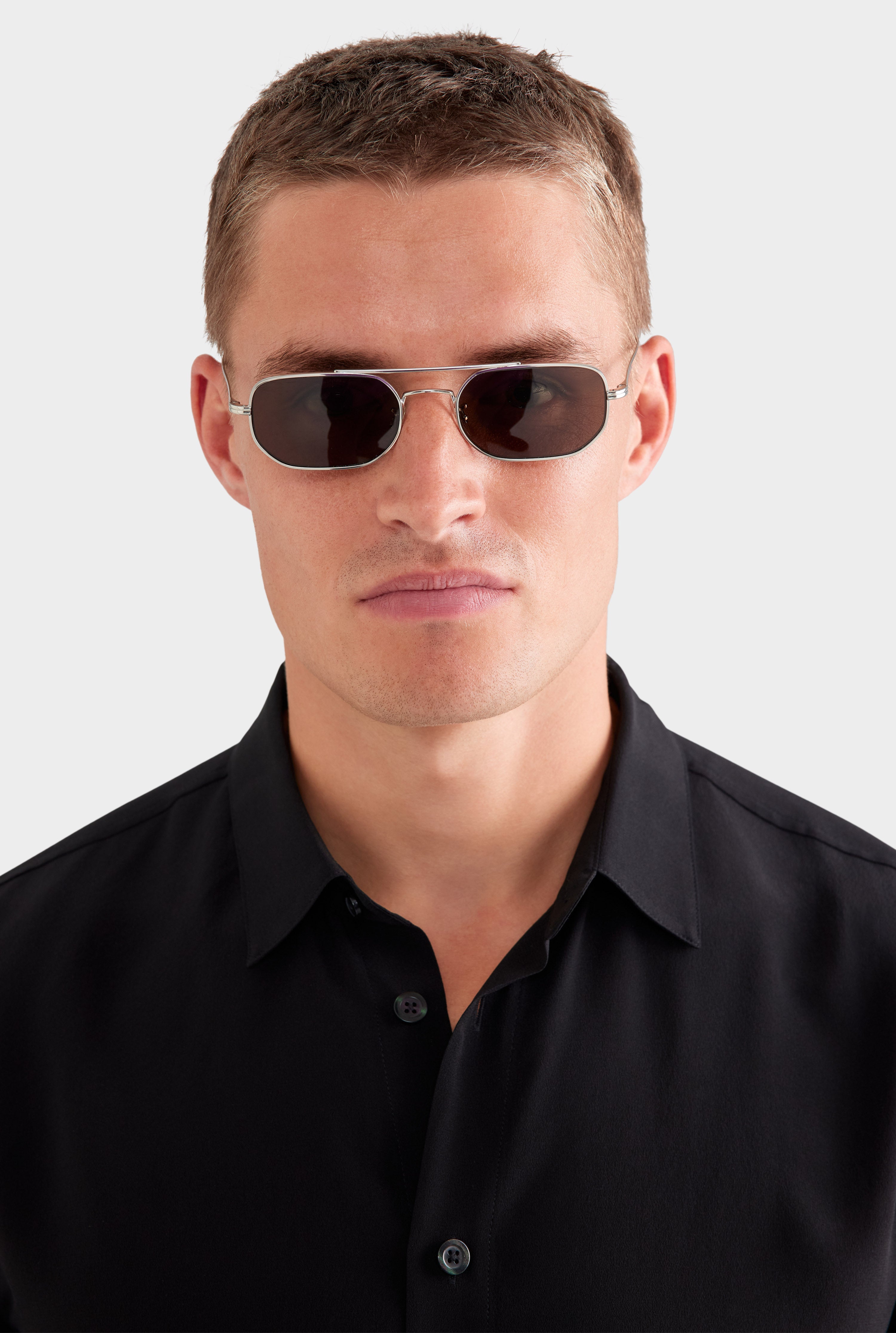 Relaxed Silk Long Sleeve Shirt - Black