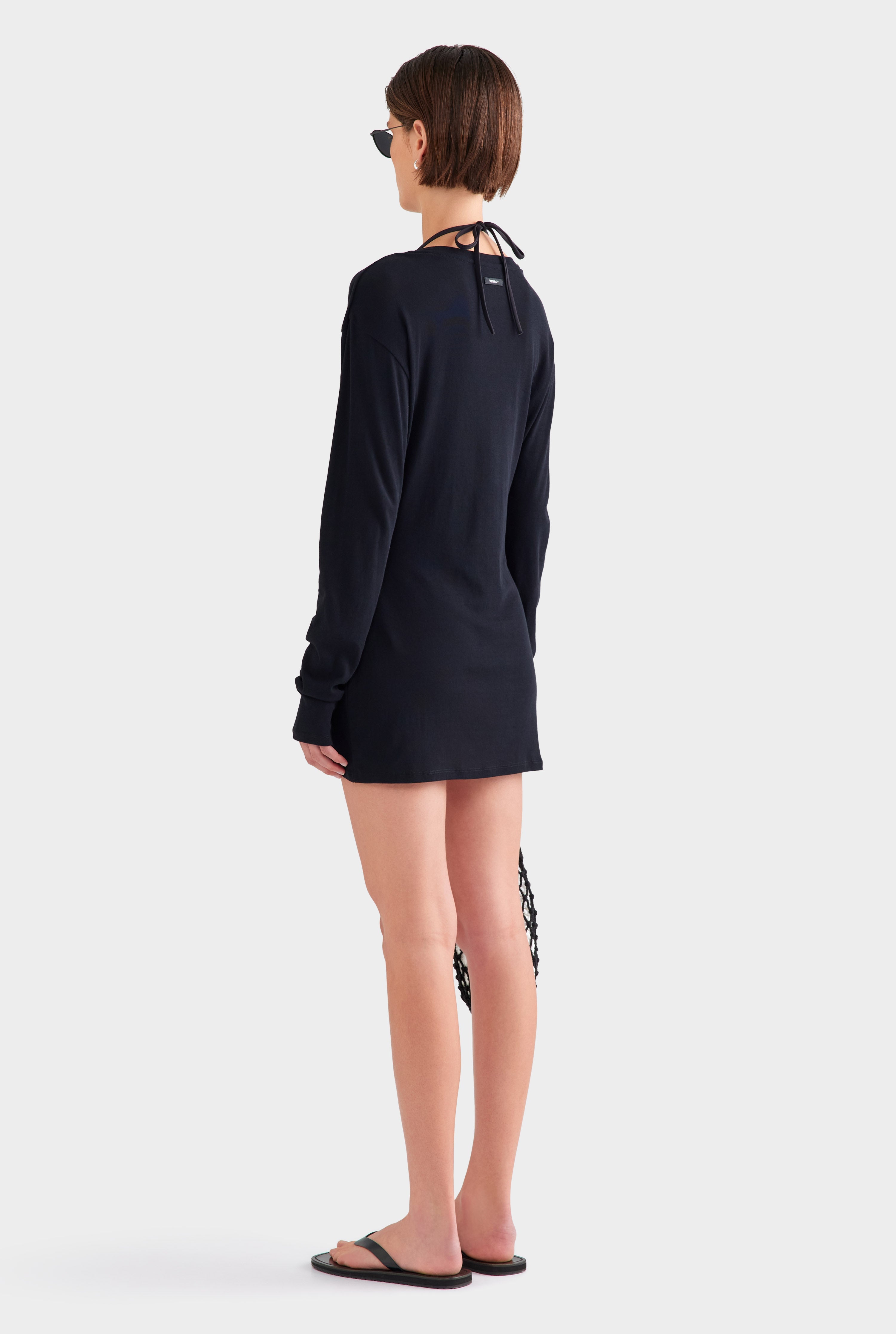 Lightweight Cotton Mini Dress - Black