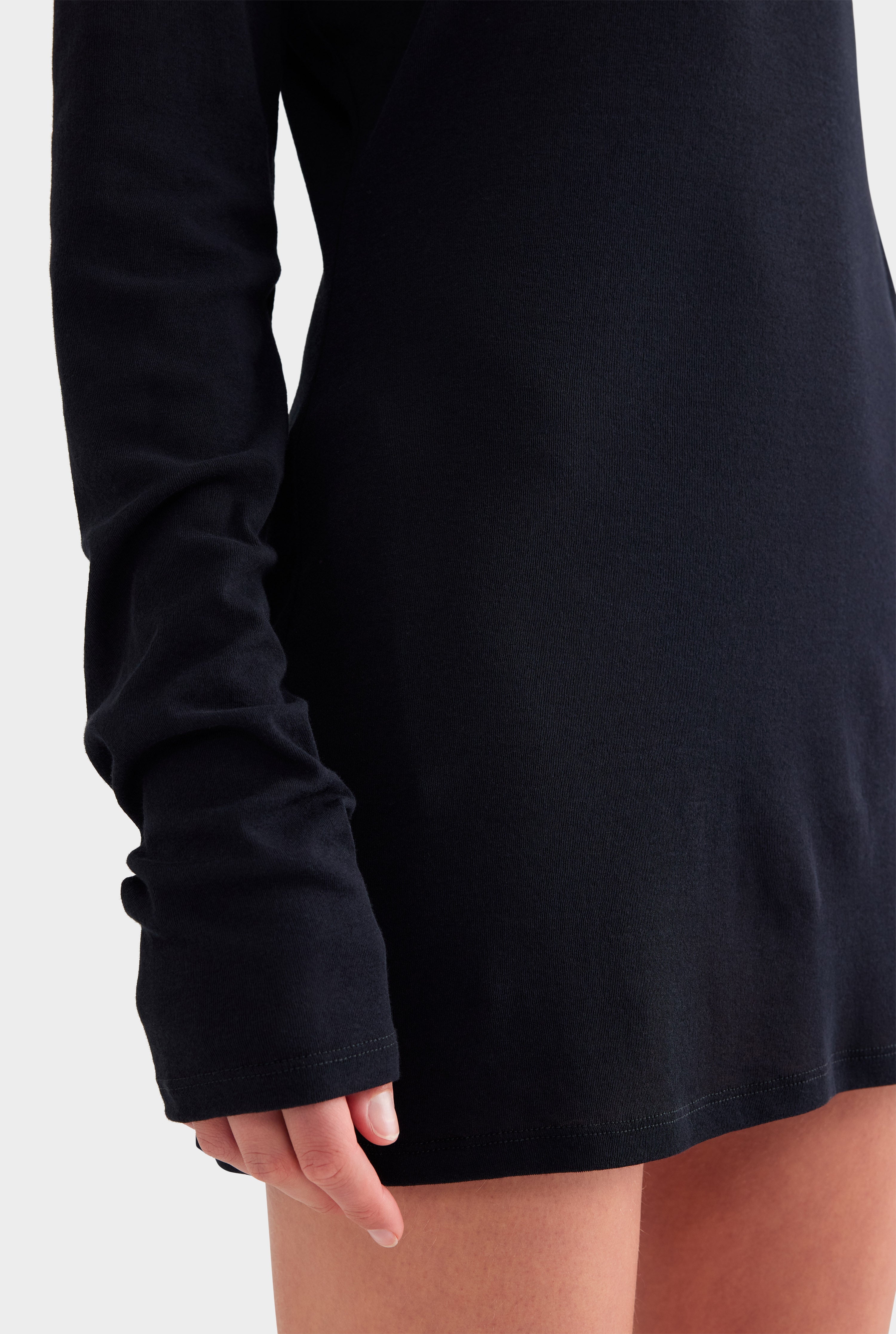 Lightweight Cotton Mini Dress - Black