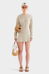Lightweight Cotton Mini Dress - Stone