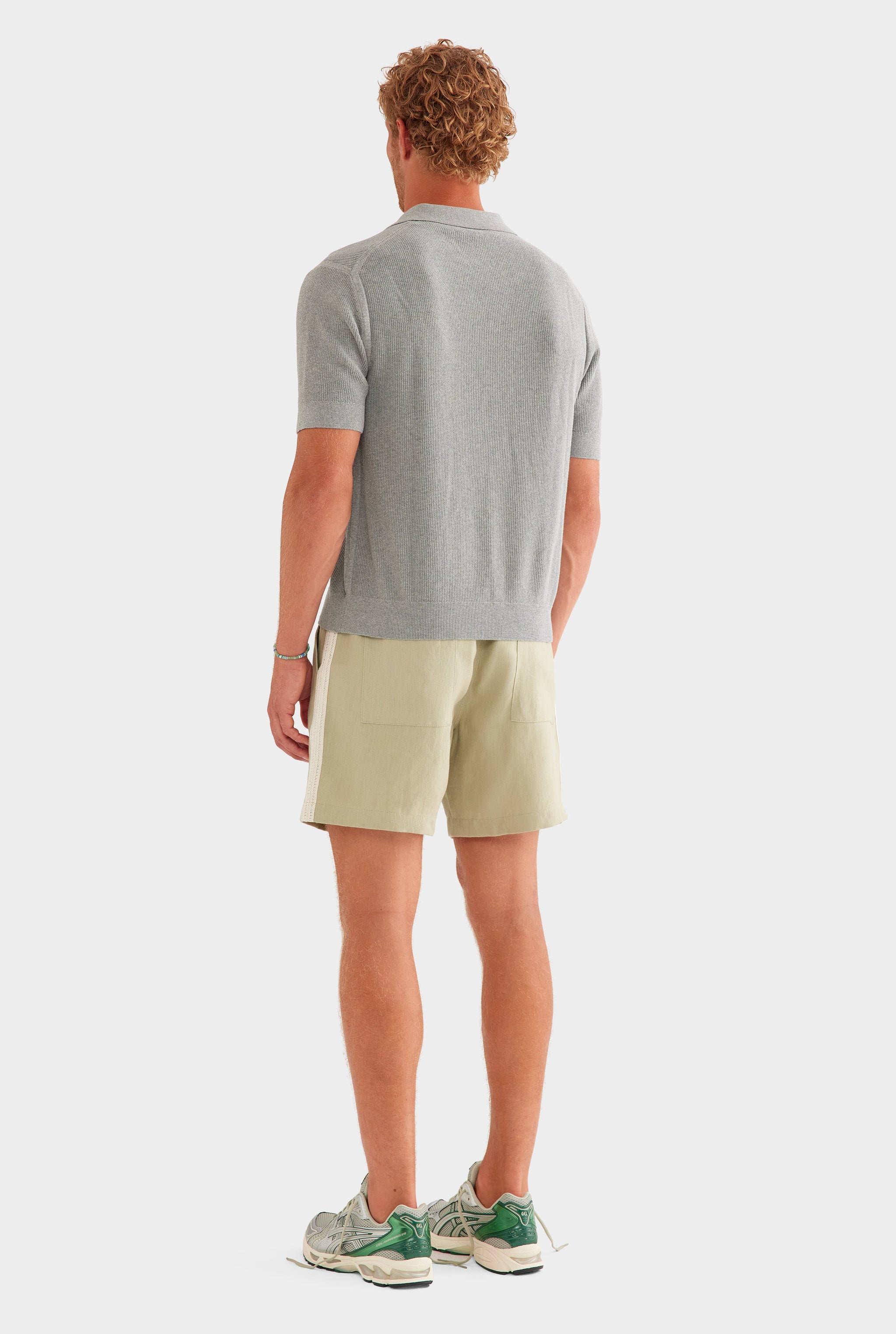 Lightweight Knit Polo - Light Grey Marl
