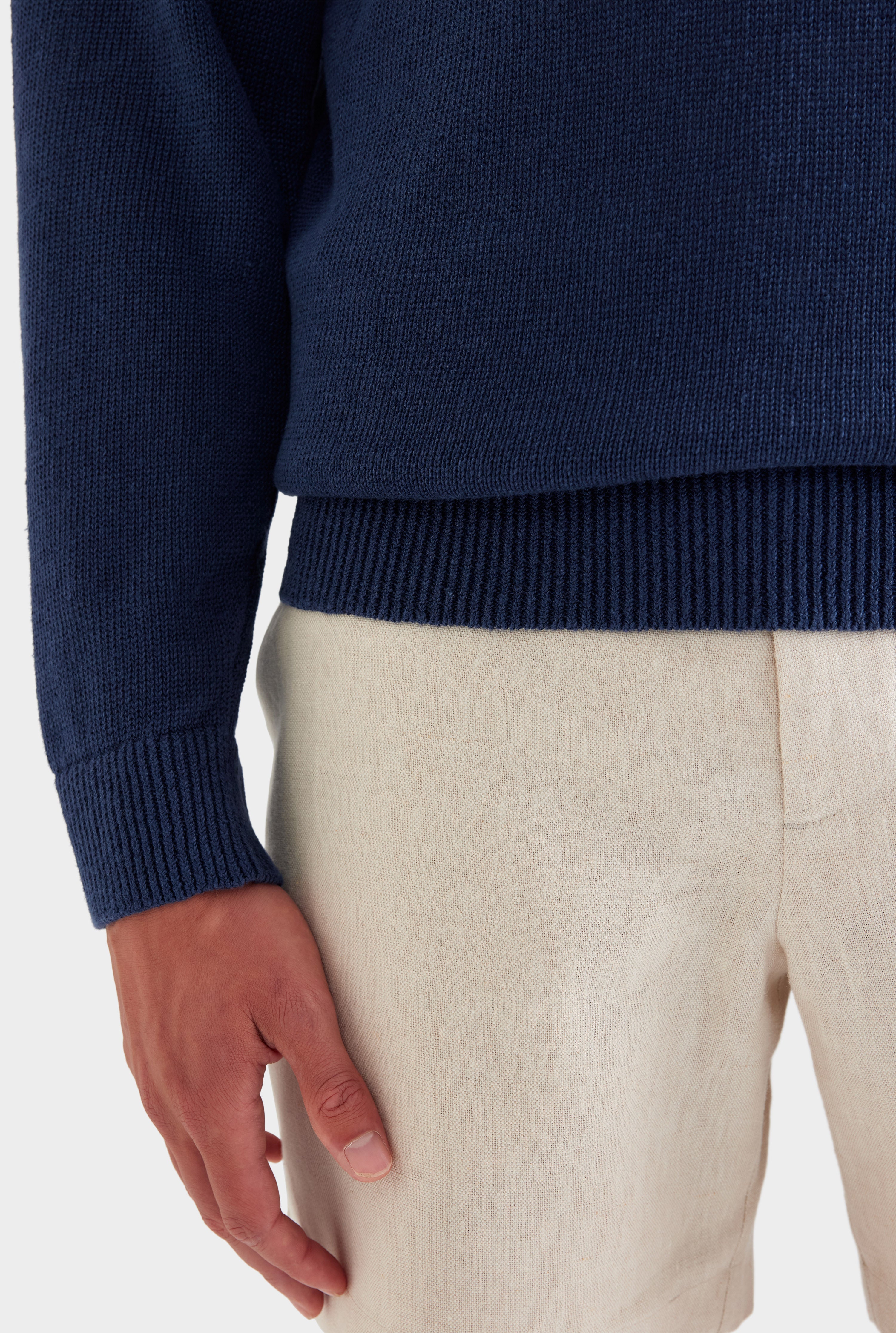 Linen Raglan Sweater - Navy