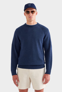 Linen Raglan Sweater - Navy