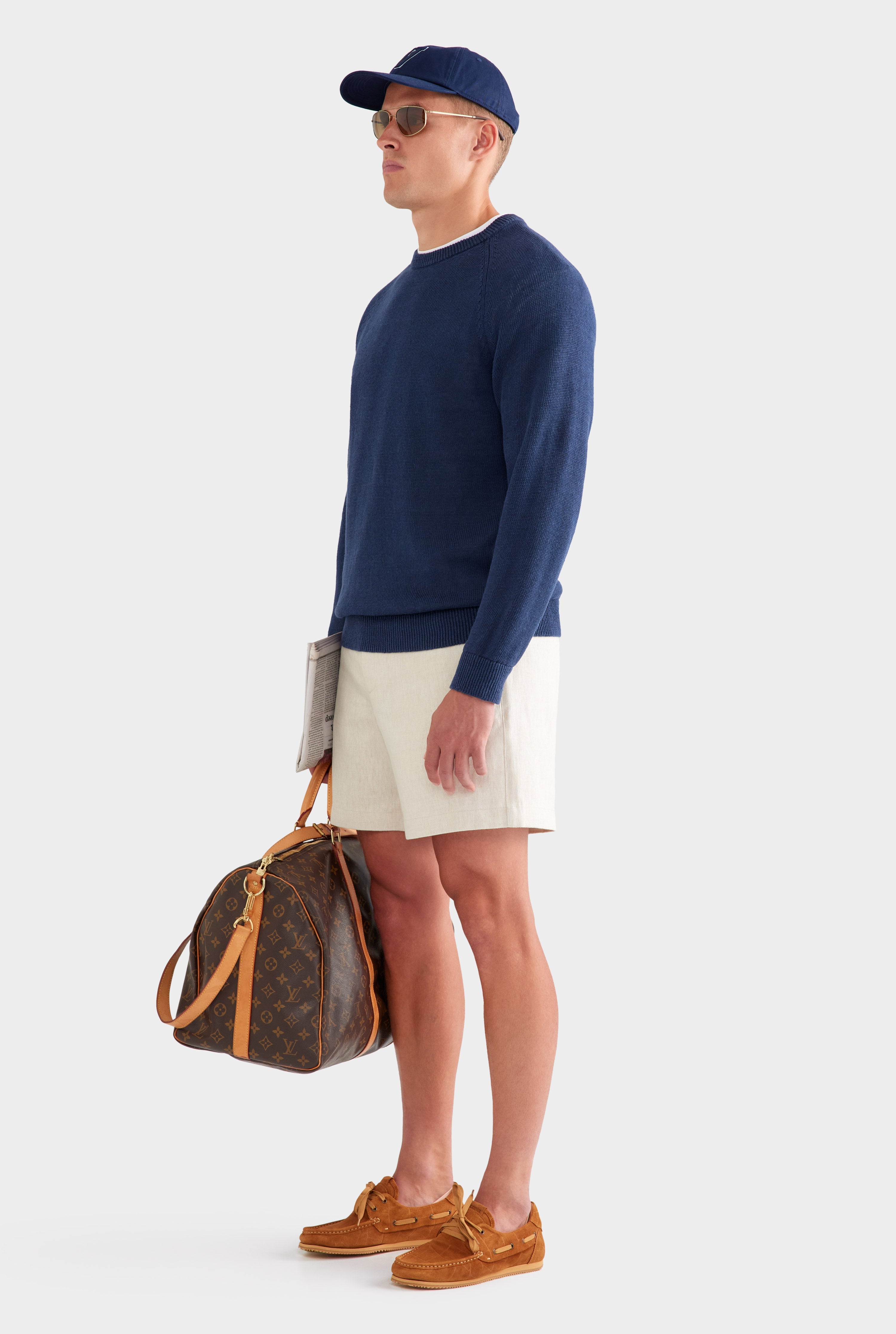 Linen Raglan Sweater - Navy
