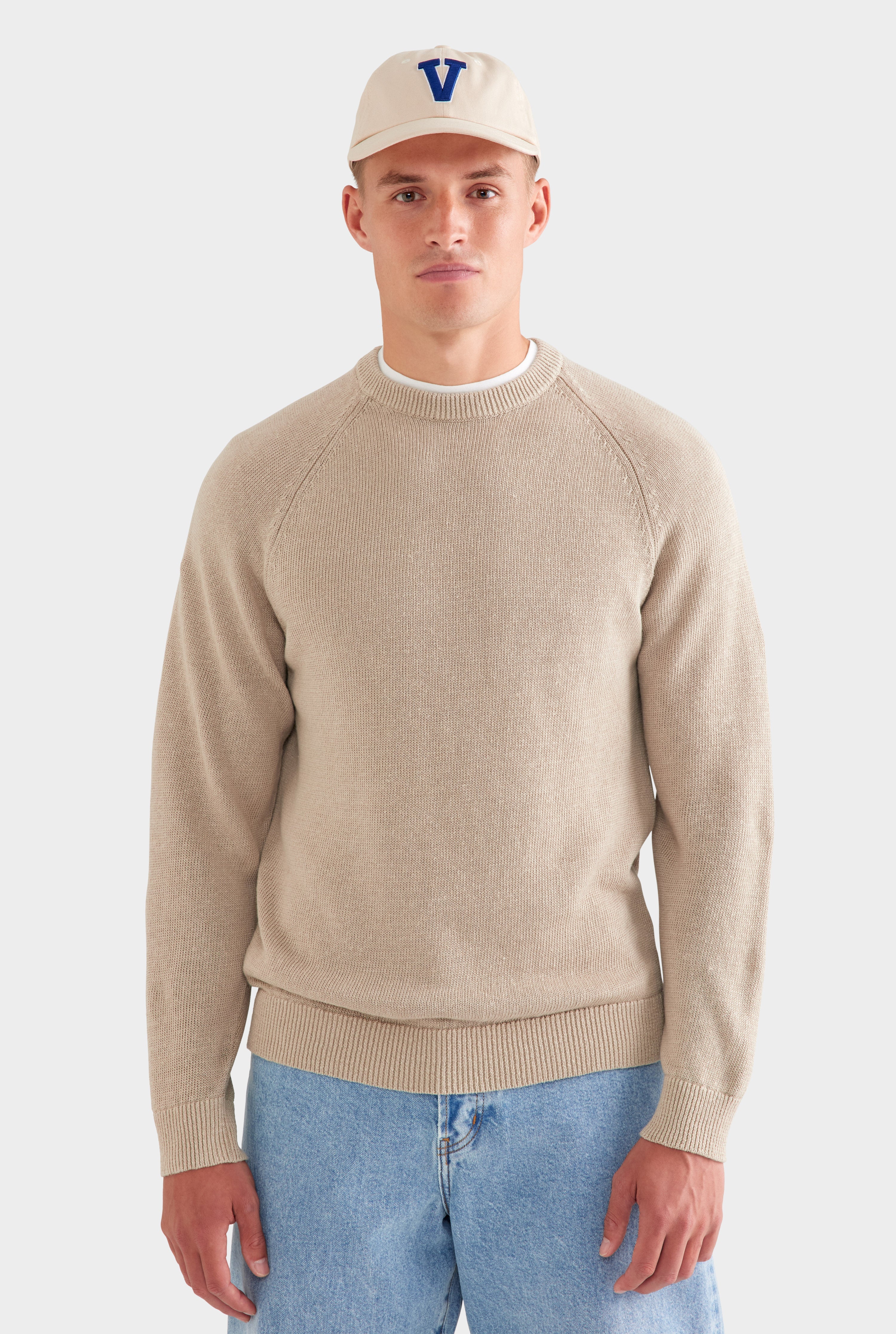 Linen Raglan Sweater - Taupe