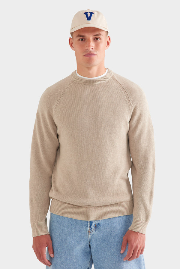 Linen Raglan Sweater - Taupe