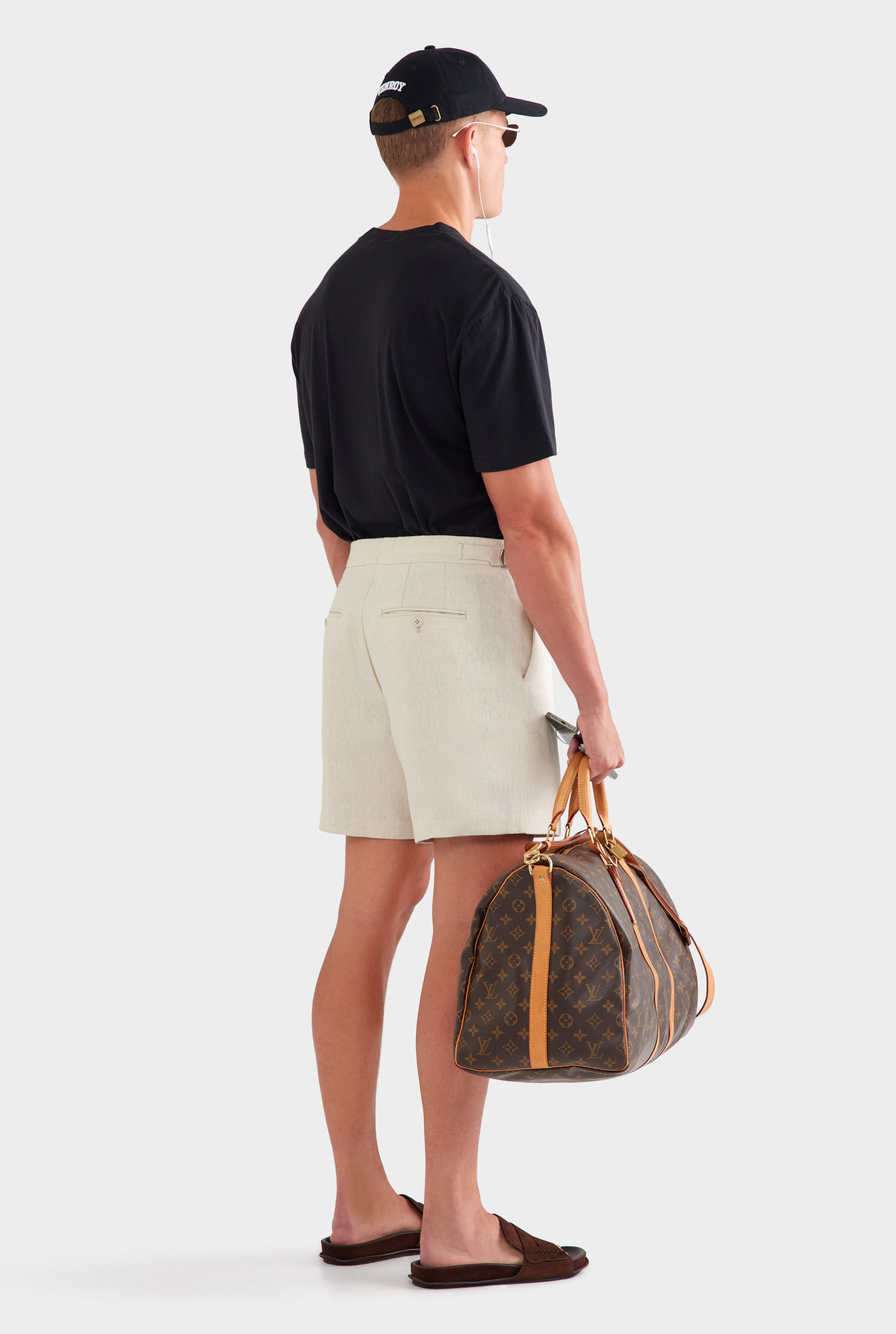 Tailored Linen Side Tab Short - Sand