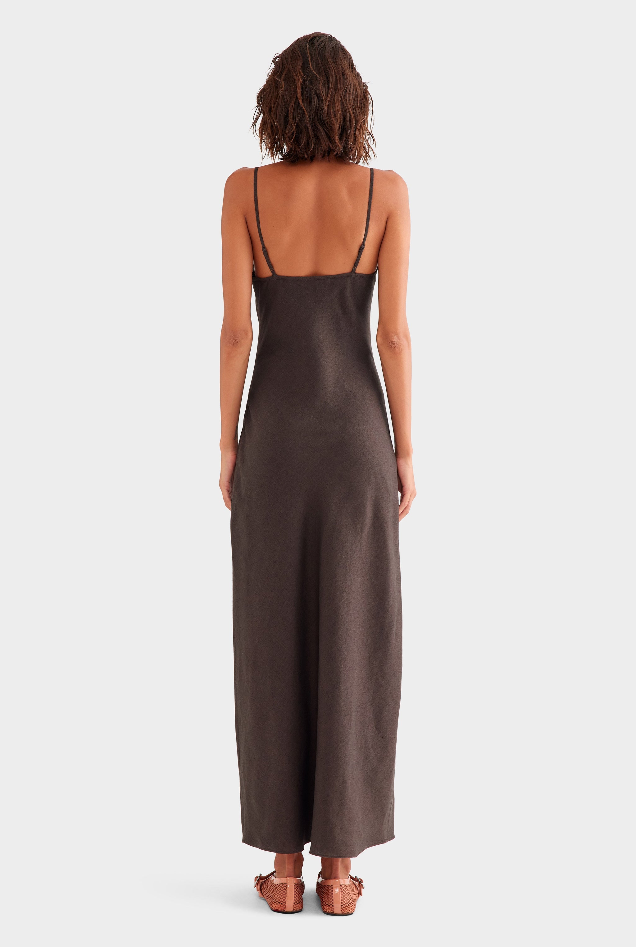 Linen Slip Dress - Dark Chocolate